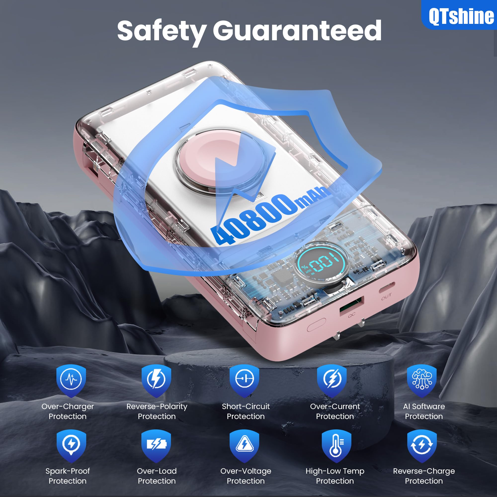 Portable Charger 40800Mah Power Bank With Built-In Cables,Wall Plug And Iwatch Charger,6-In-1 Qc4.0+25W Pd Usb C Fast Phone Char