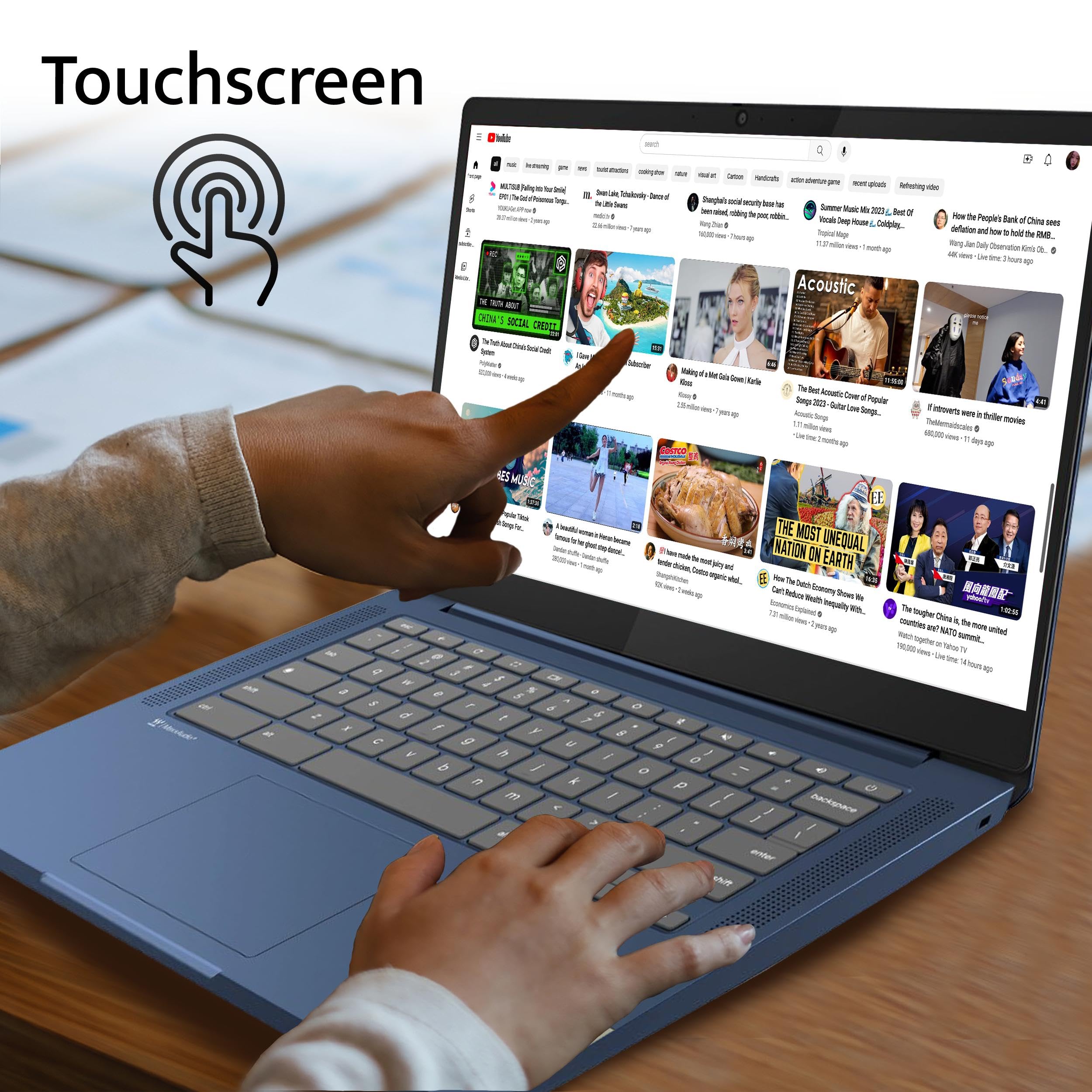 Lenovo Ideapad Slim 3 Chromebook, 14 Fhd Ips Touchscreen Laptop