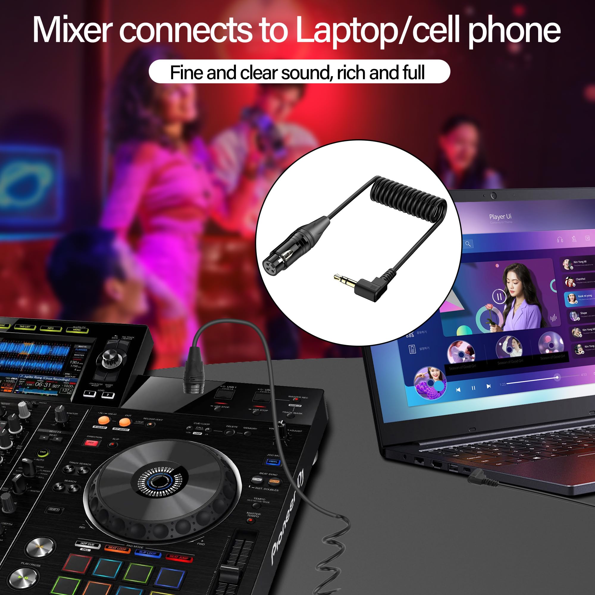 Jsadzkj Right Angle 3.5Mm To Xlr Aux Cable Coiled 1/8 Inch Jack Stereo To Xlr Female Cord Adapter 90 Degree Angle 3.5Mm To Xlr 9