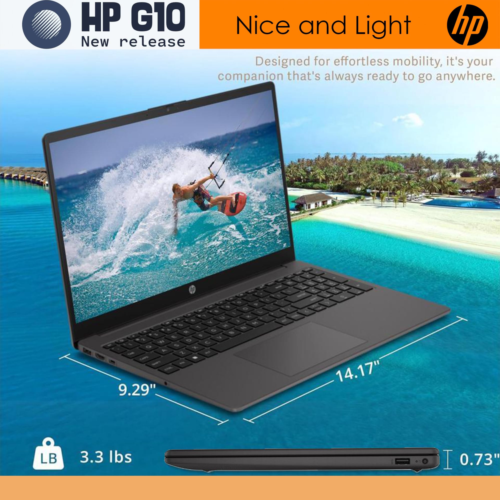 Hp Laptop 255 G10 Notebook 64Gb Ram 2Tb Ssd 15.6'' Full Hd Display Ryzen 3 7330U (Beat Intel I5-1135G7) Hdmi Usb-C Wi-Fi 6 Bluet