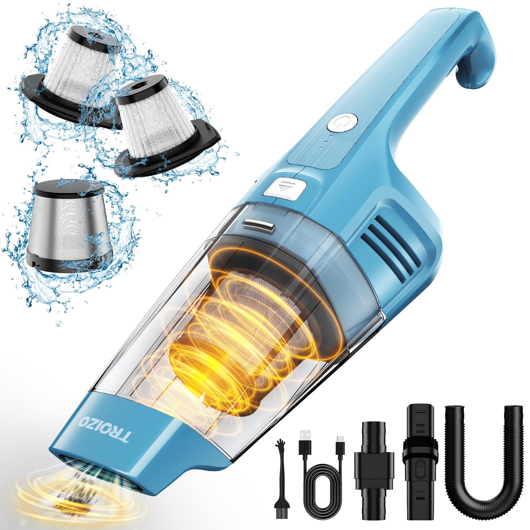 Troizo Handheld Vacuum Cordless, Portable Car Vacuum Cleaner With 14500Pa Powerful Suction And Brushless Motor, Rechargeable Han