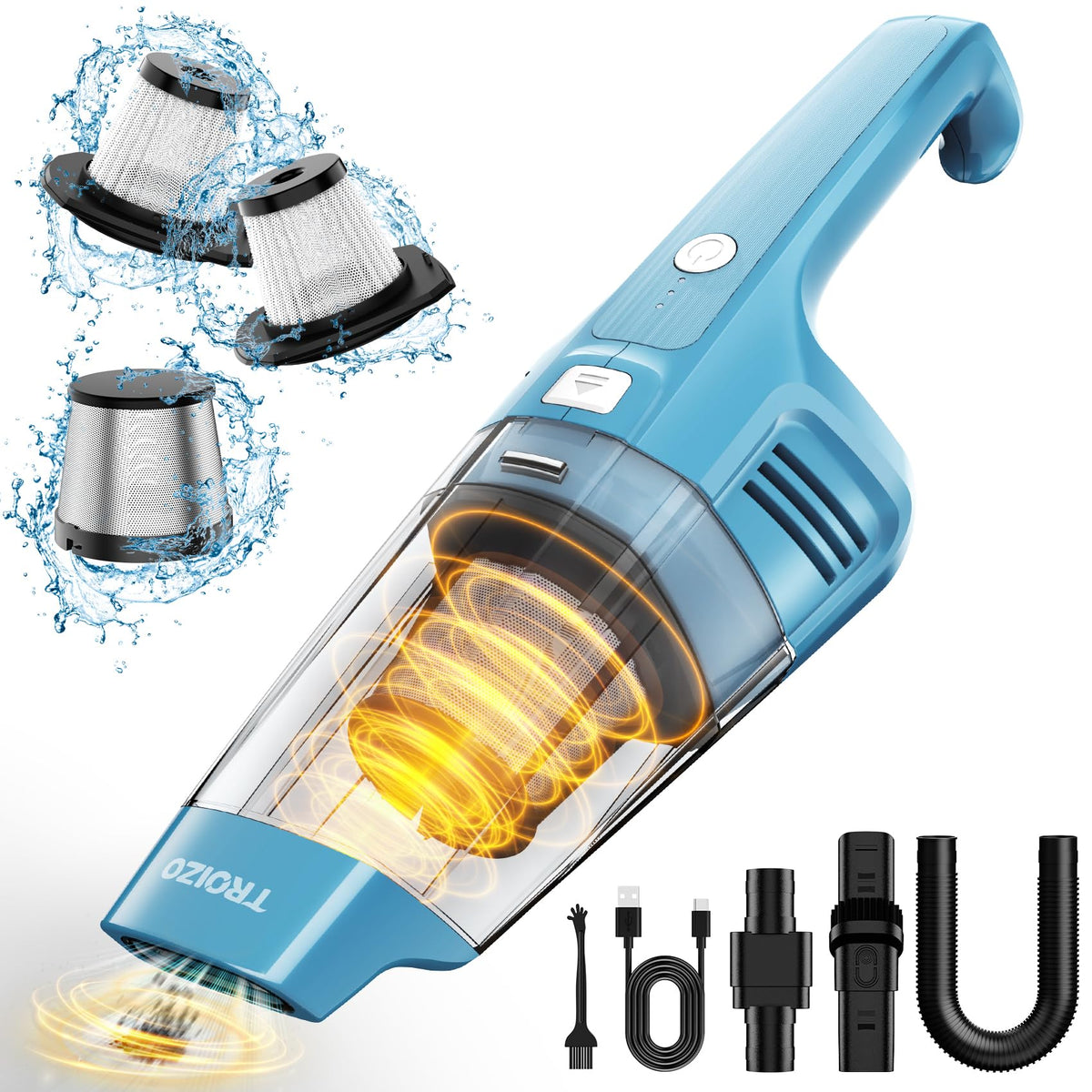 Troizo Handheld Vacuum Cordless, Portable Car Vacuum Cleaner With 14500Pa Powerful Suction And Brushless Motor, Rechargeable Han
