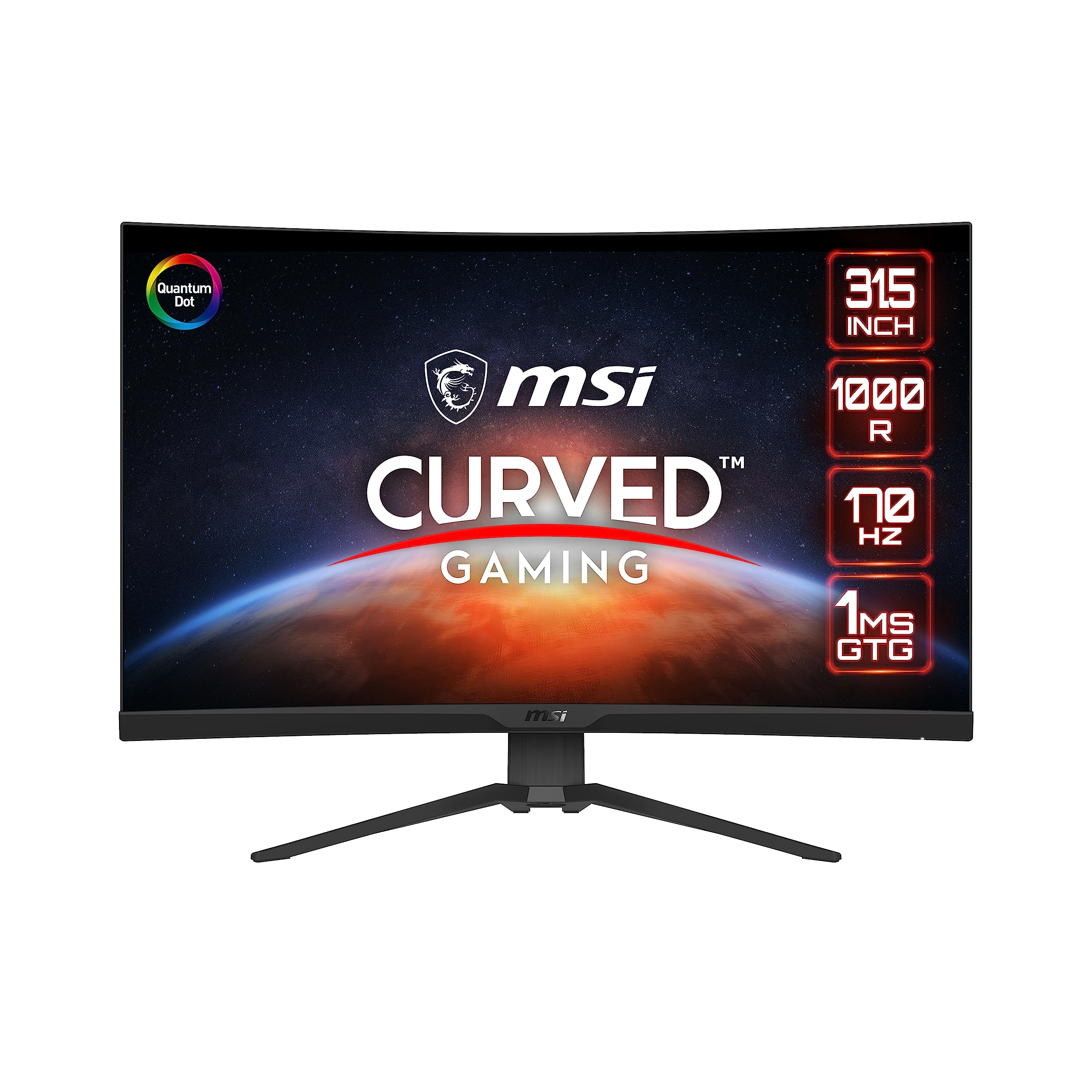 Msi Mag325Cqrf Qd, 31.5 '' Gaming Monitor, 2560 X 1440 (Qhd) Rapid Va With Quantum Dot, 1 Ms, 170Hz, Freesync Premium, Hdr Ready