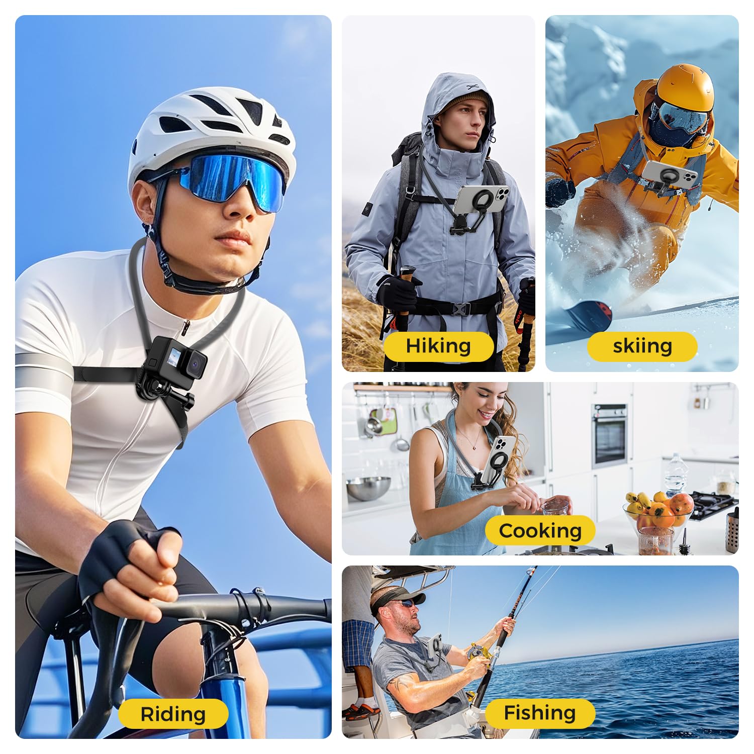 Magnetic Neck Phone Holder, Hands-Free Pov/Vlog Neck Phone Selfie Chest Phone Holder With Strap, Used For Recording/Cooking/Cycl