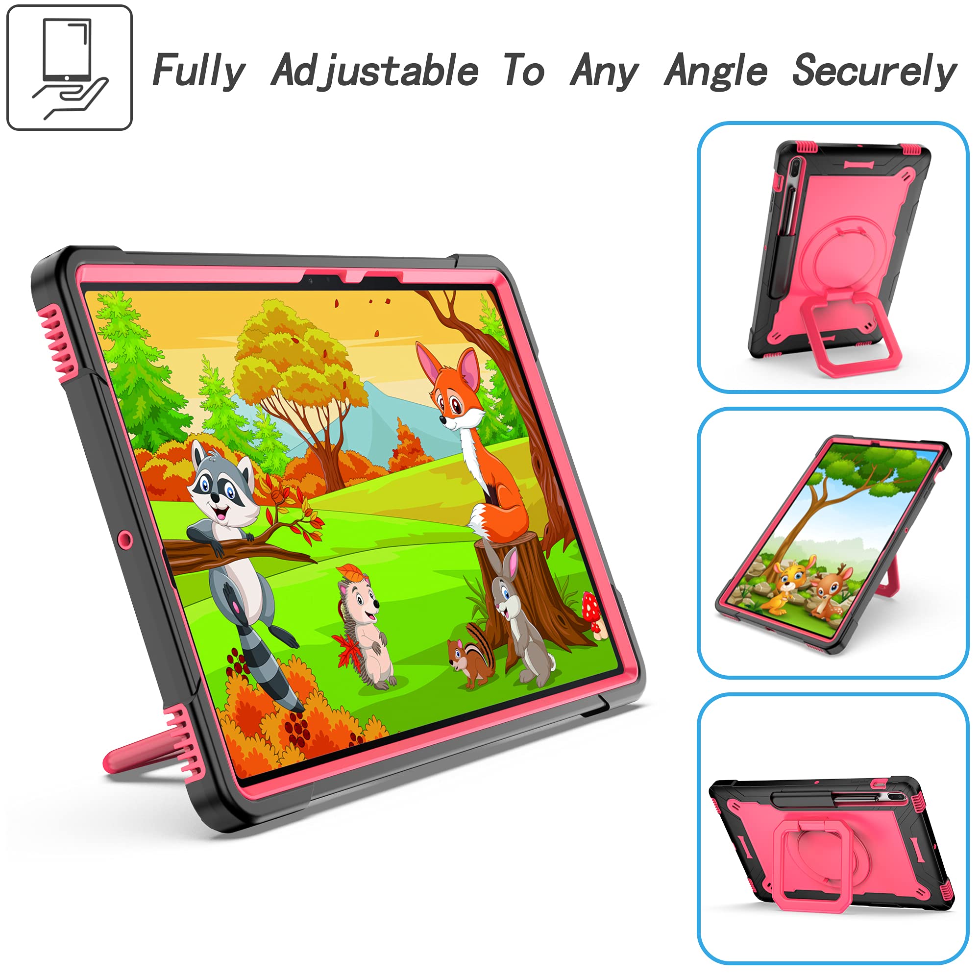 Uucovers Stand Case For Samsung Galaxy Tab S8 Plus 2022/Tab S7 Fe 5G 2021/Tab S7 Plus 2020 12.4 Inch 360 Degree Rotating Kicksta