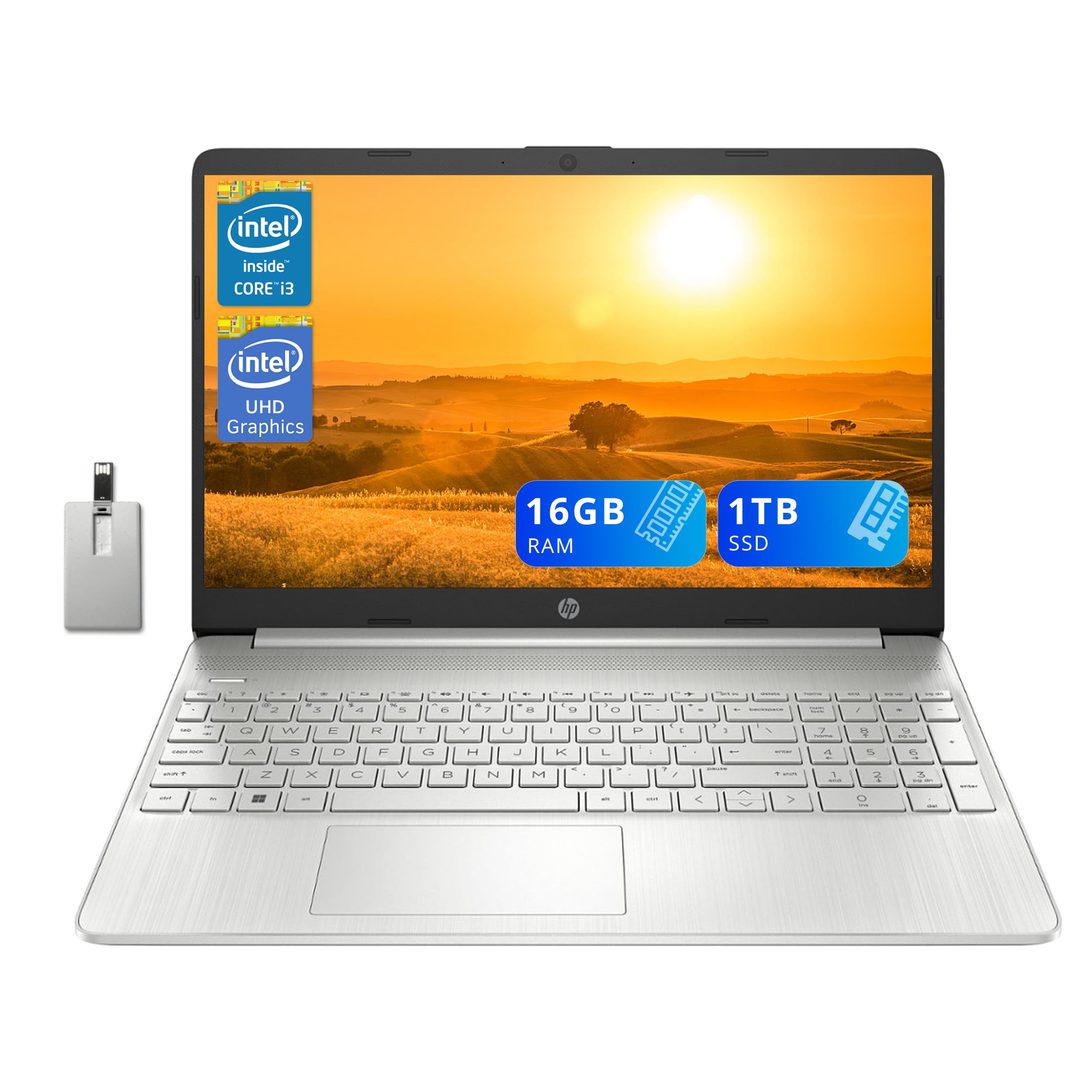 Hp 15.6'' Fhd Laptop, Intel I3-1215U, 16Gb Ddr4 Ram, 1Tb Ssd, Intel Uhd Graphics, Numeric Keypad, Hd Camera, Wifi, Bluetooth, Wi