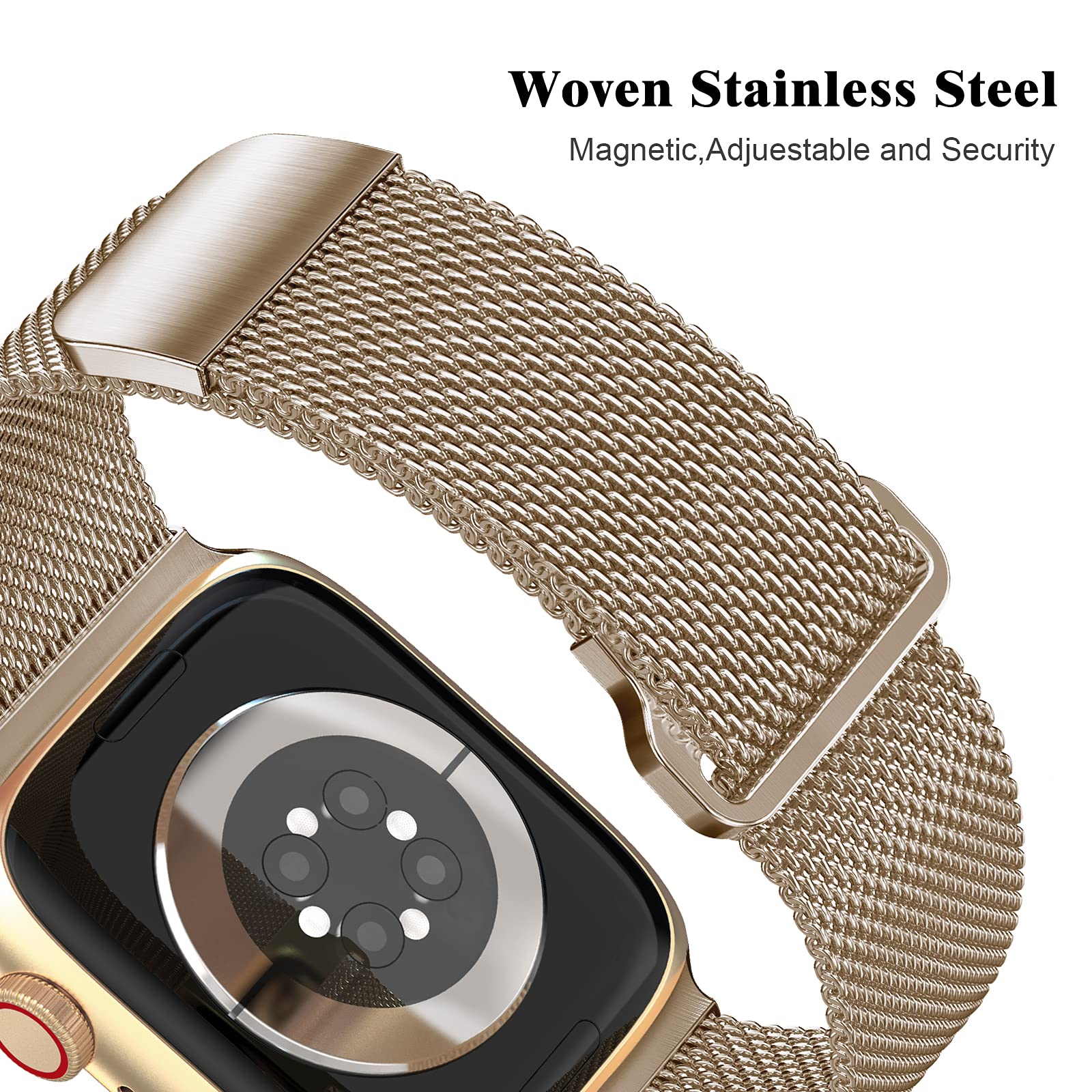 Geoumy Metal Magnetic Bands Compatible For Apple Watch Band 40Mm With Case, Stainless Steel Milanese Mesh Loop Replacement Strap