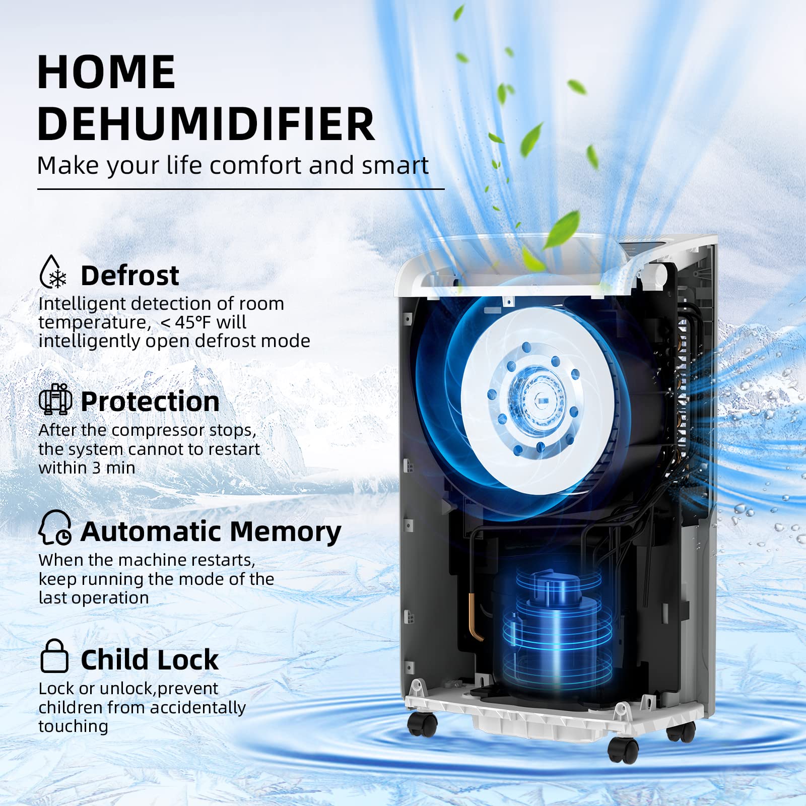 Airplus 4,500 Sq.Ft 70 Pint Dehumidifier For Basements And Home With Drain Hose,Efficient,Energy With Dual Protection And 4 Smar