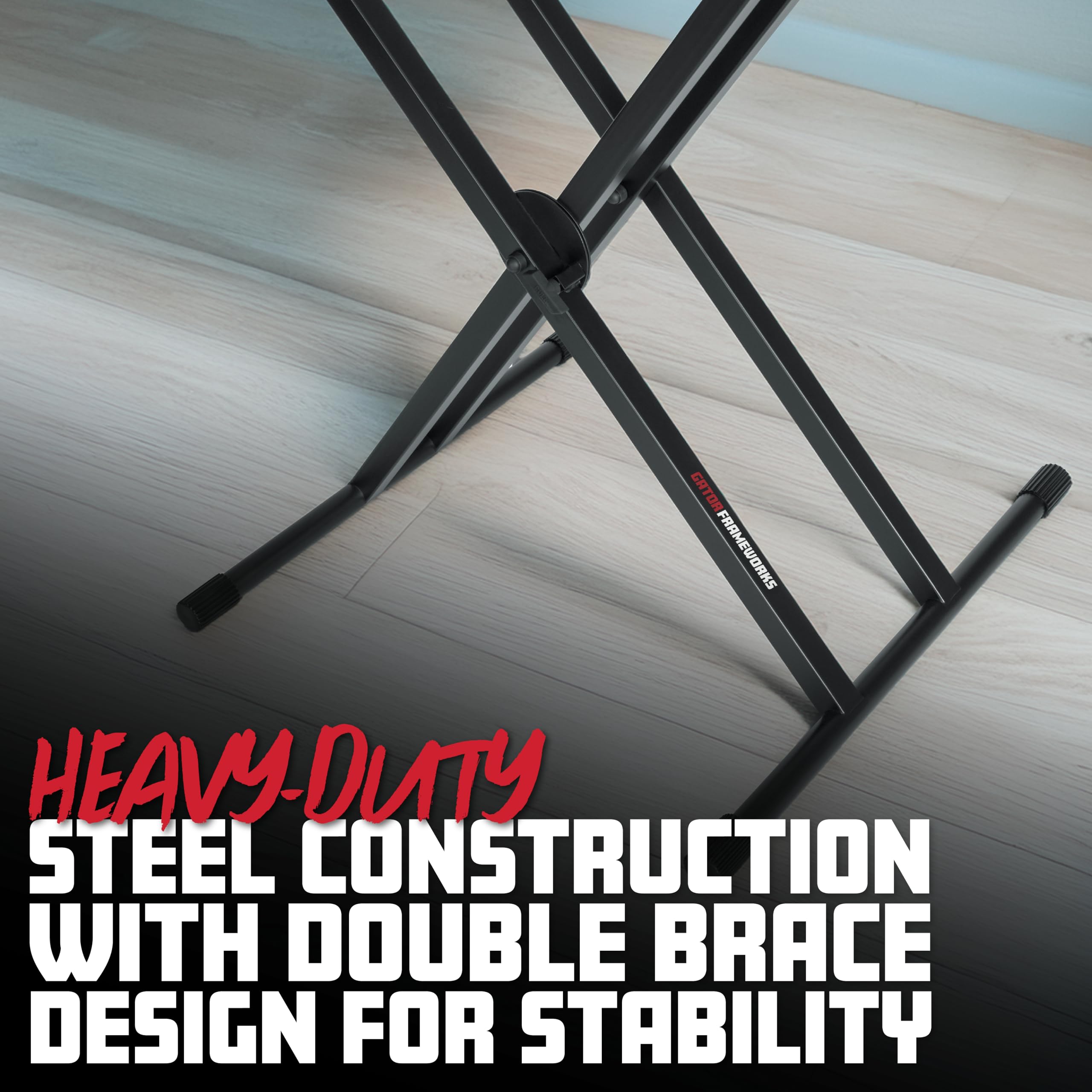 Gator Frameworks Deluxe Two Tier X-Style Keyboard Stand With Adjustable Height And Leveling Feet (Gfw-Key-5100X)