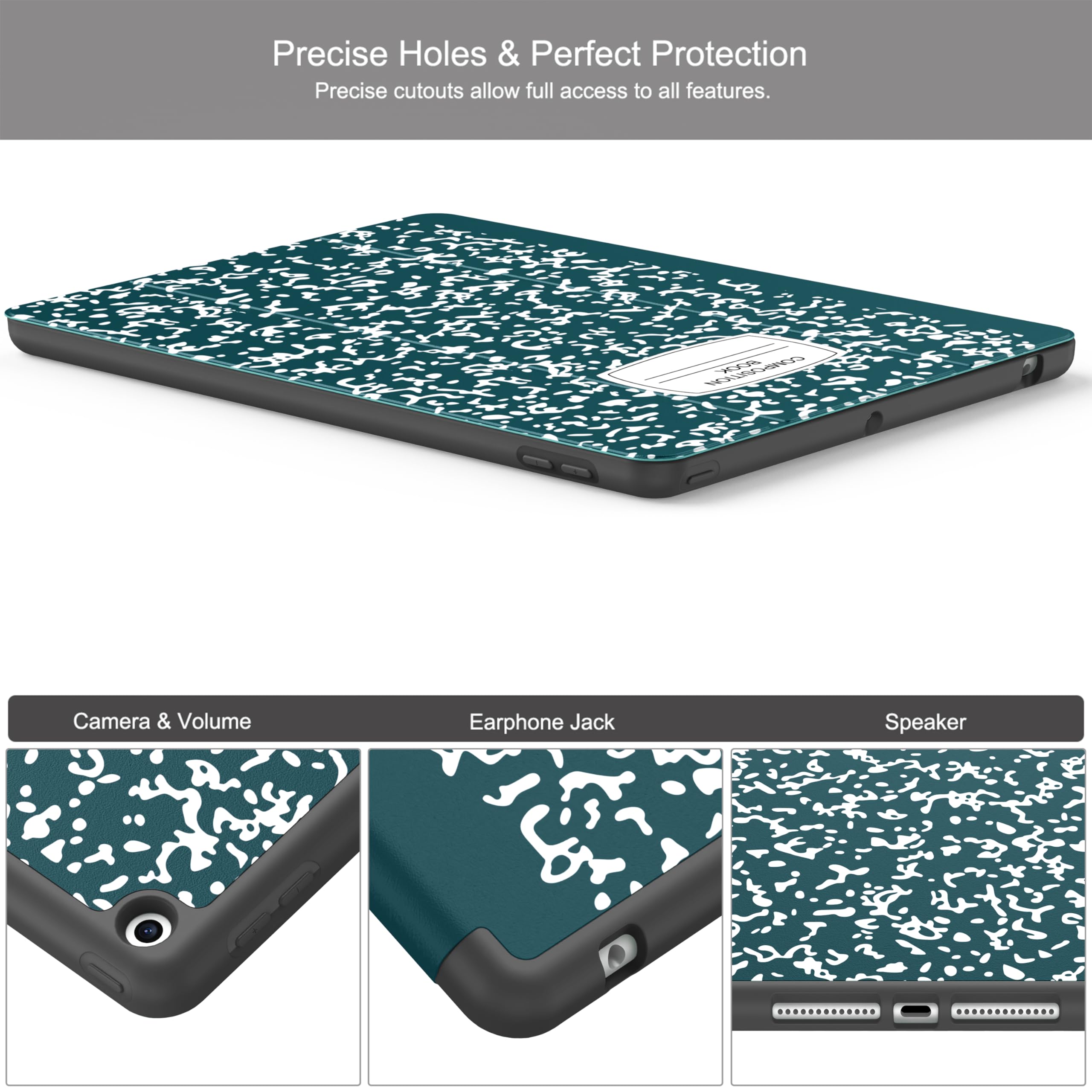 Soke Case For Ipad 9Th Generation 2021/8Th Gen 2020/7Th Gen 2019 With Pencil Holder   Premium Shockproof Case With Soft Tpu Back Cover & Auto Sleep/Wake For Ipad 10.2 Inch, B Book Teal