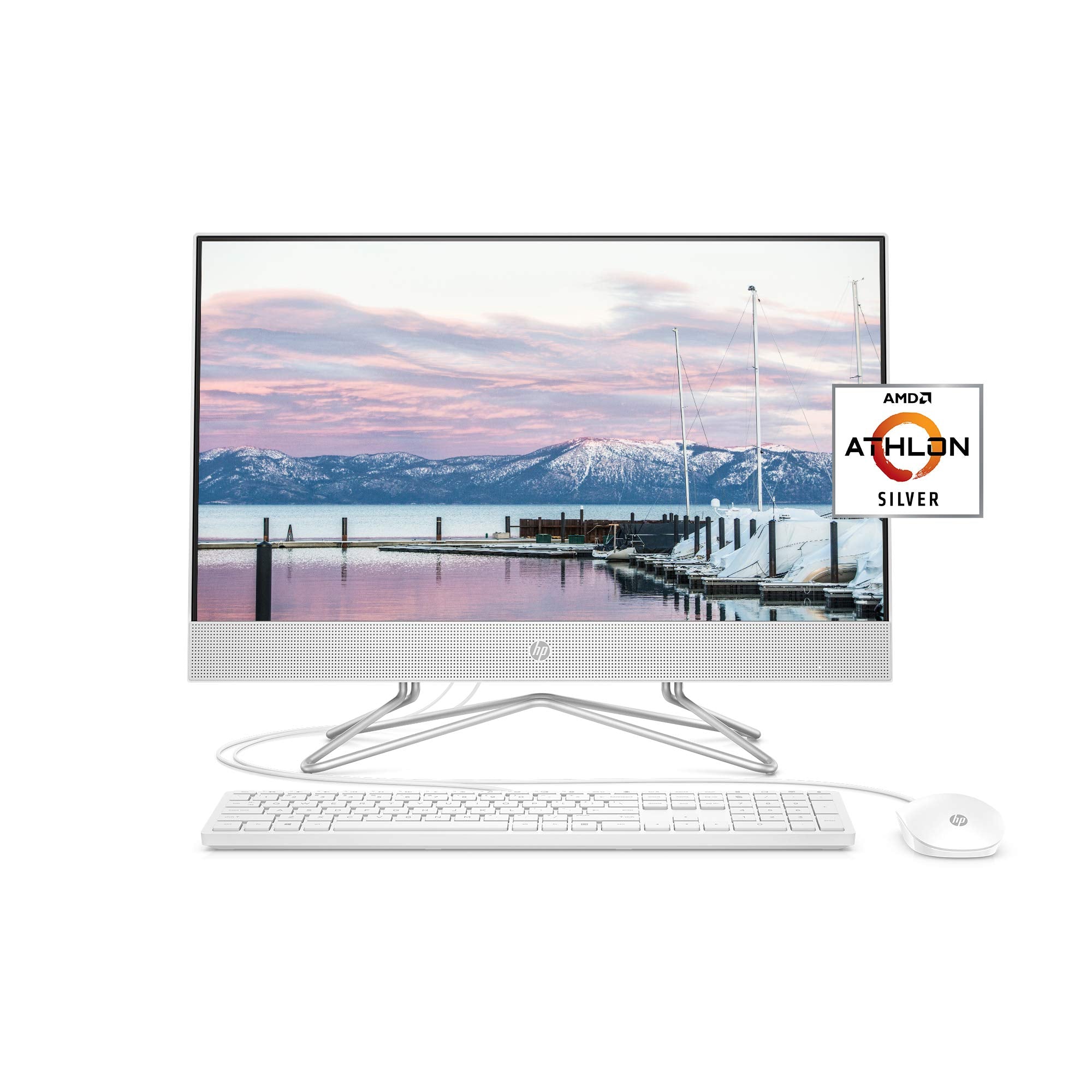 HP 24 inch All in One Desktop Computer, AMD Athlon Silver 3050U Processor, 8 GB RAM, 256 GB SSD, Windows 10 Home (24 dd0010, White)