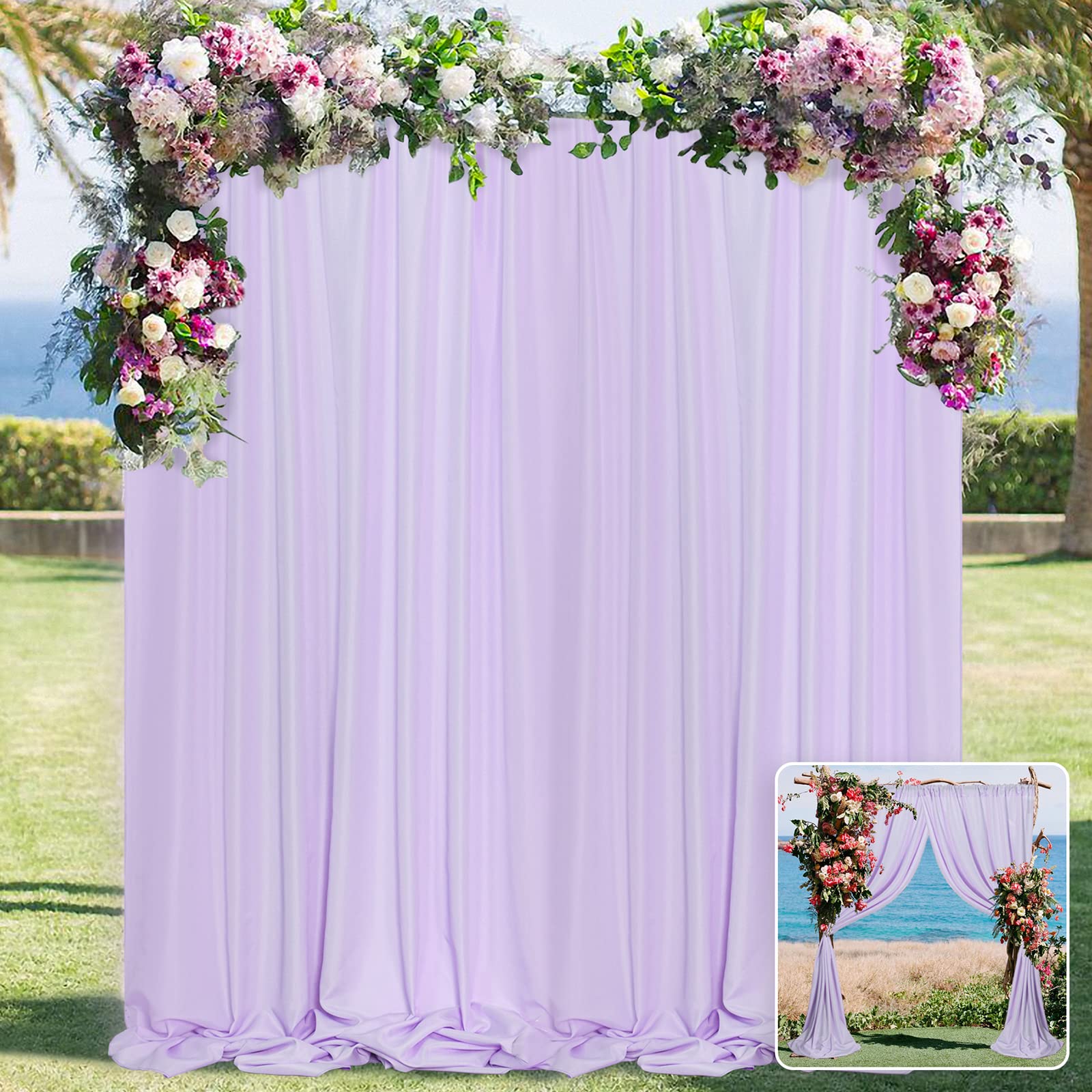 Mysky Home 10Ft X 10Ft Curtains Backdrop Curtains For Parties Light Purple Background Curtains Drapes Wedding Curtains Stage Cur