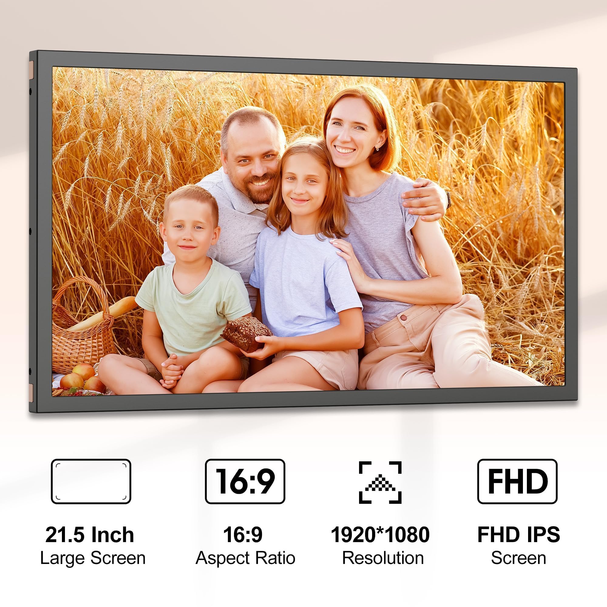21.5 Inch Digital Picture Frame Large Photo Frame   Dual Wifi Digital Photo Frame, 1920X1080 Fhd, 32Gb, Remote Control, Synchron
