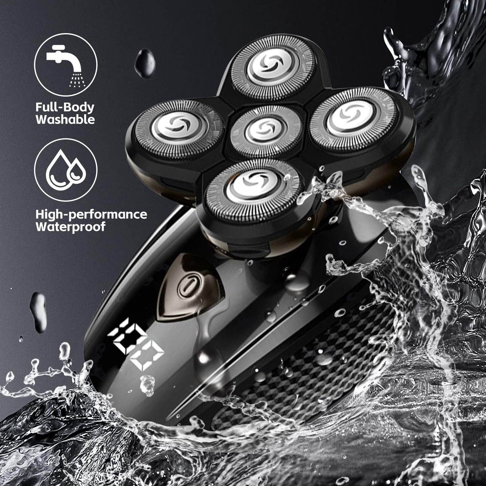 Tiklean Bald Head Shaver,Electric Razor Head Shavers For Bald Men, 5 In 1 Head And Face Grooming Kit, Waterproof And Rechargeabl