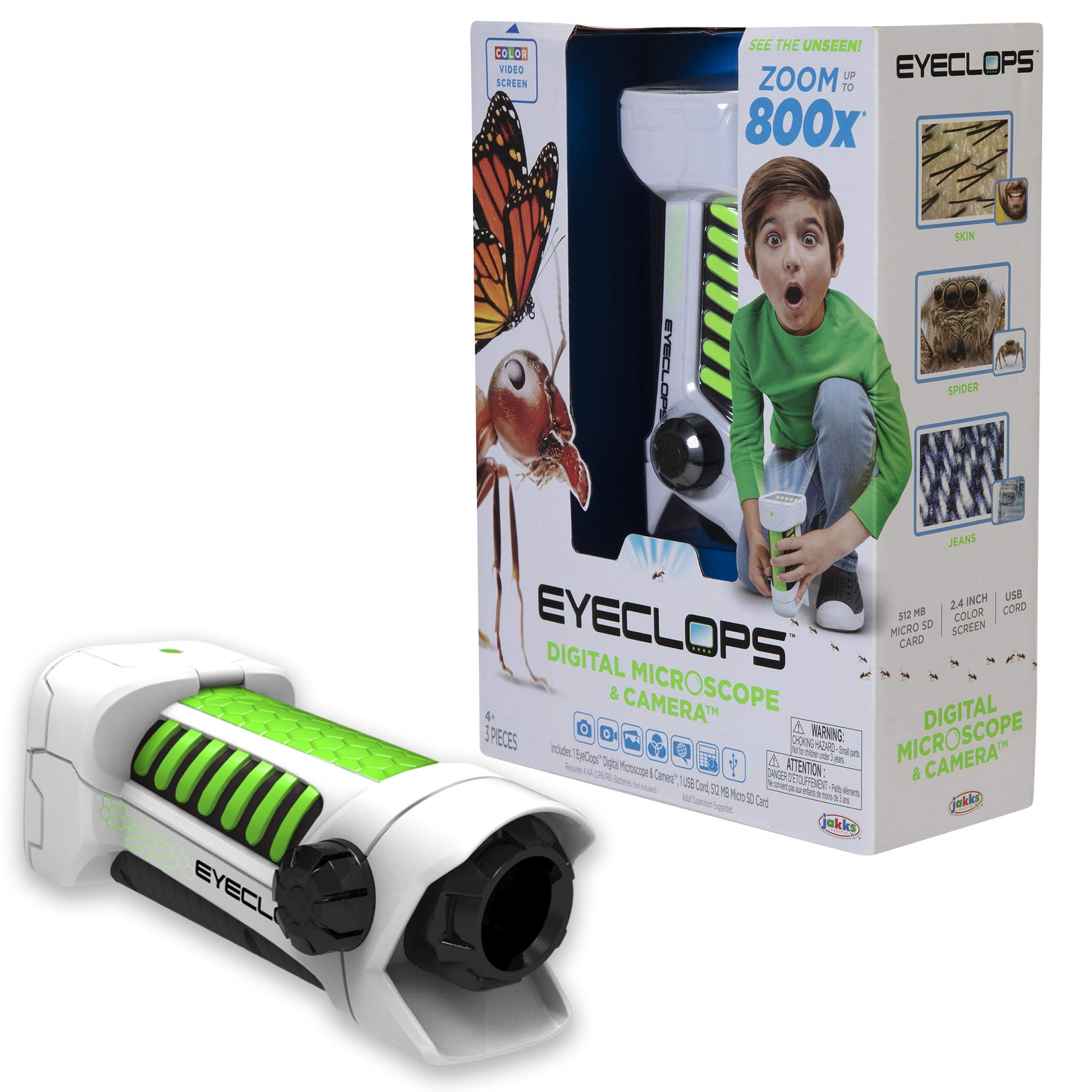 EyeClops Digital Microscope & Camera - 800X Zoom, Wireless, Color Screen, for Indoor & Outdoor Use, Model 652331, Plastic