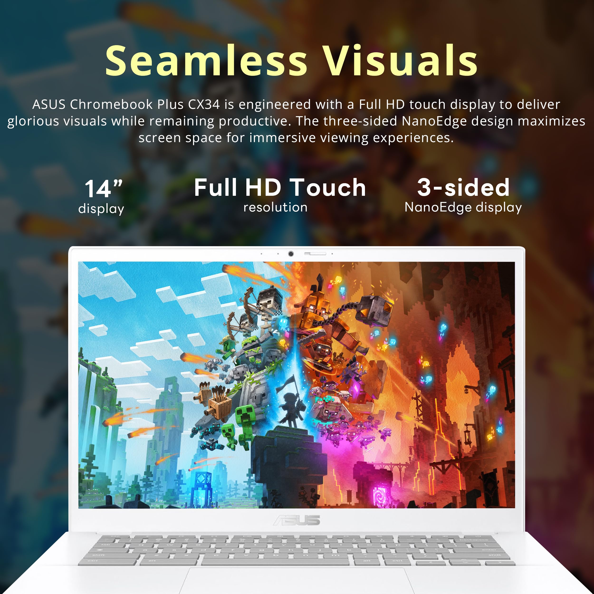 Asus Chromebook Plus 14'' Fhd Touchscreen Laptop, Intel I5 1335U, 8Gb Lpddr5, 288Gb Storage(128Gb Ssd+160Gb Docking Station Set)