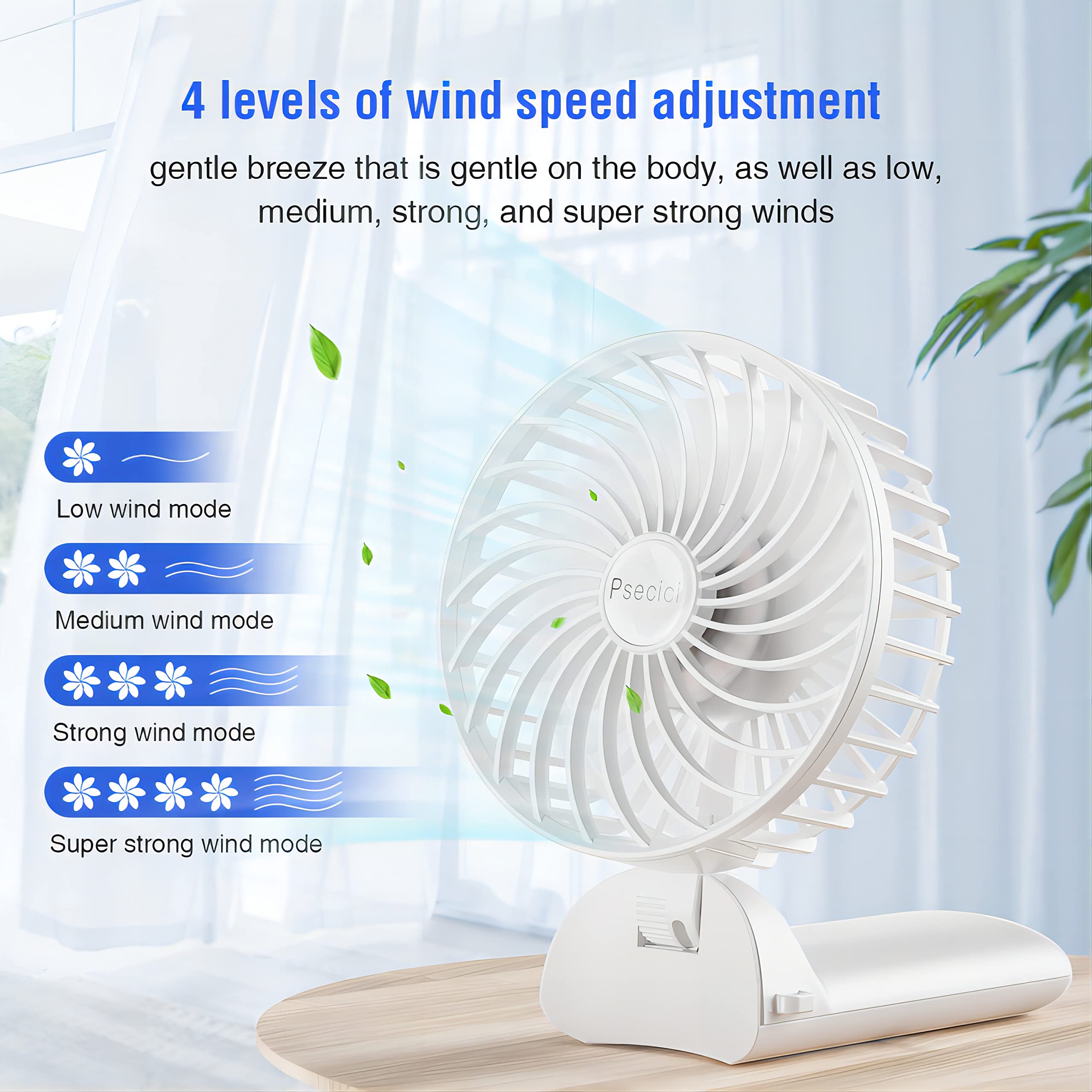 Psecici Handheld Fan, Mini Portable Fan With Lanyard,4 Speeds Level Personal Fan, 180 Degree Foldable Desk Fan For Travel Outdoo