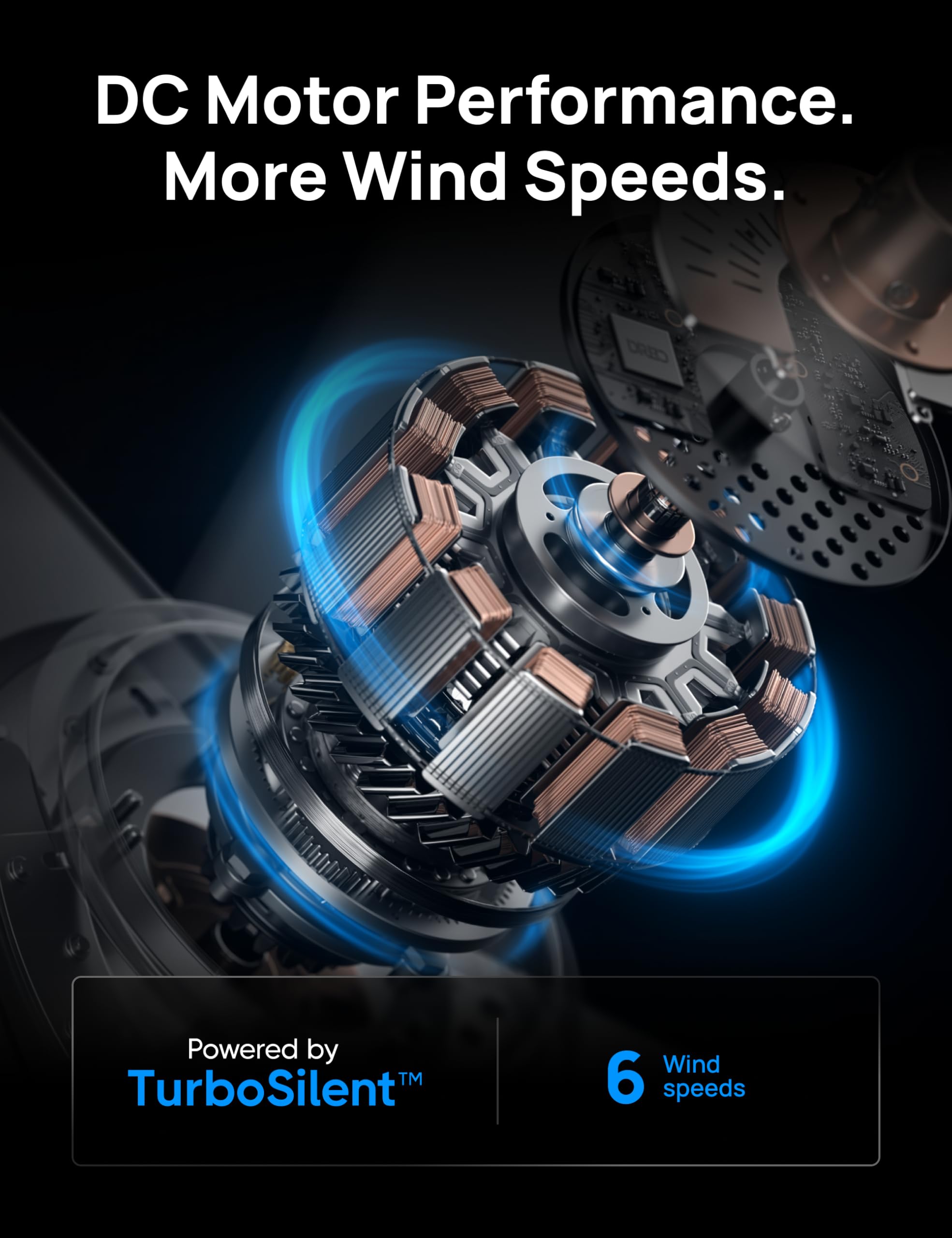 Dreo Ceiling Fans With Lights And Remote, 44 Inch Low Profile Sliver Ceiling Fan, Reversible, 5Cct, 6 Level Dimmable, 6 Speeds B