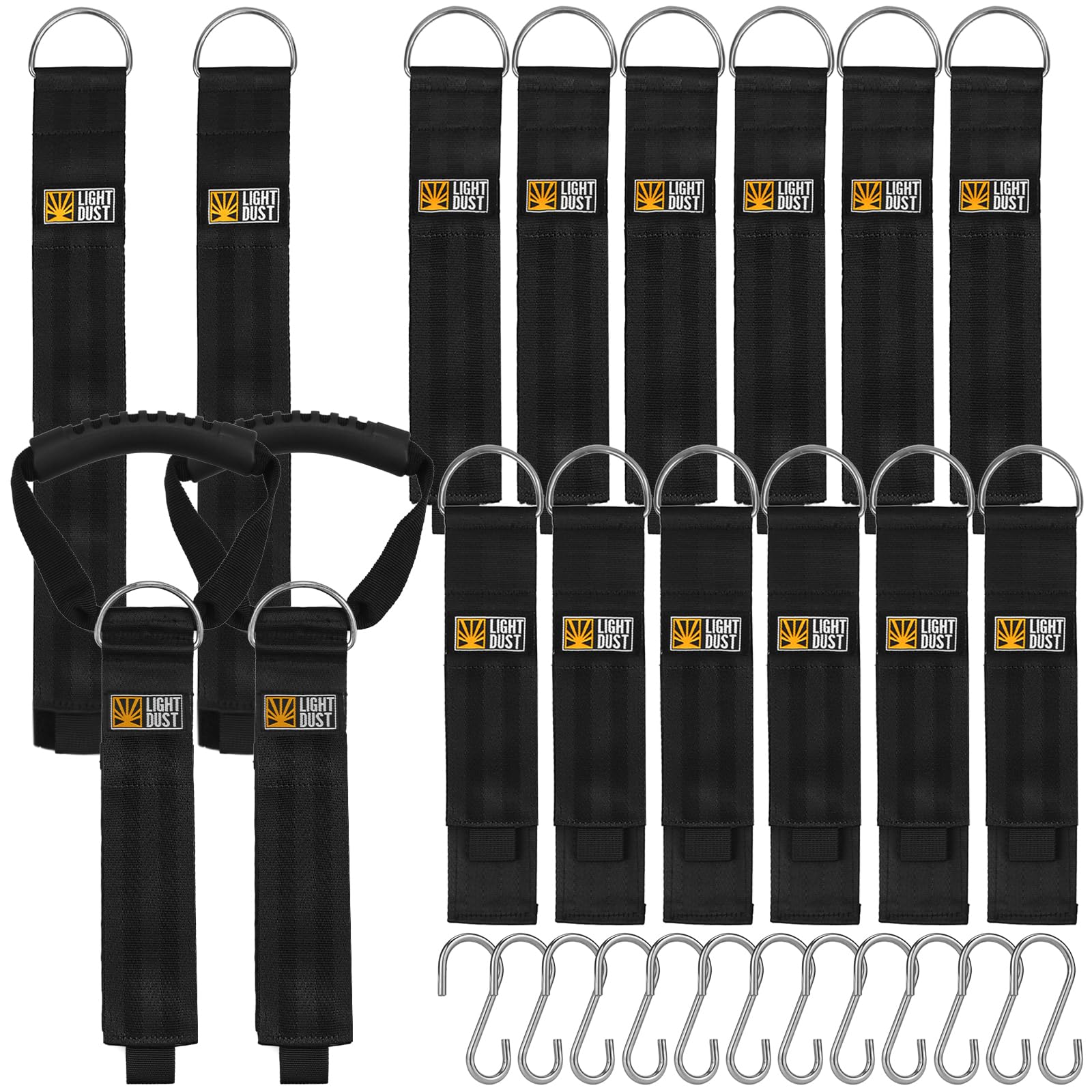 Hanging Extension Cord Holder   Handle Wrap Straps With S Hooks 16Pack 13'' 22'' 35'' Heavy Duty Garage Organizer Tool Hangers  