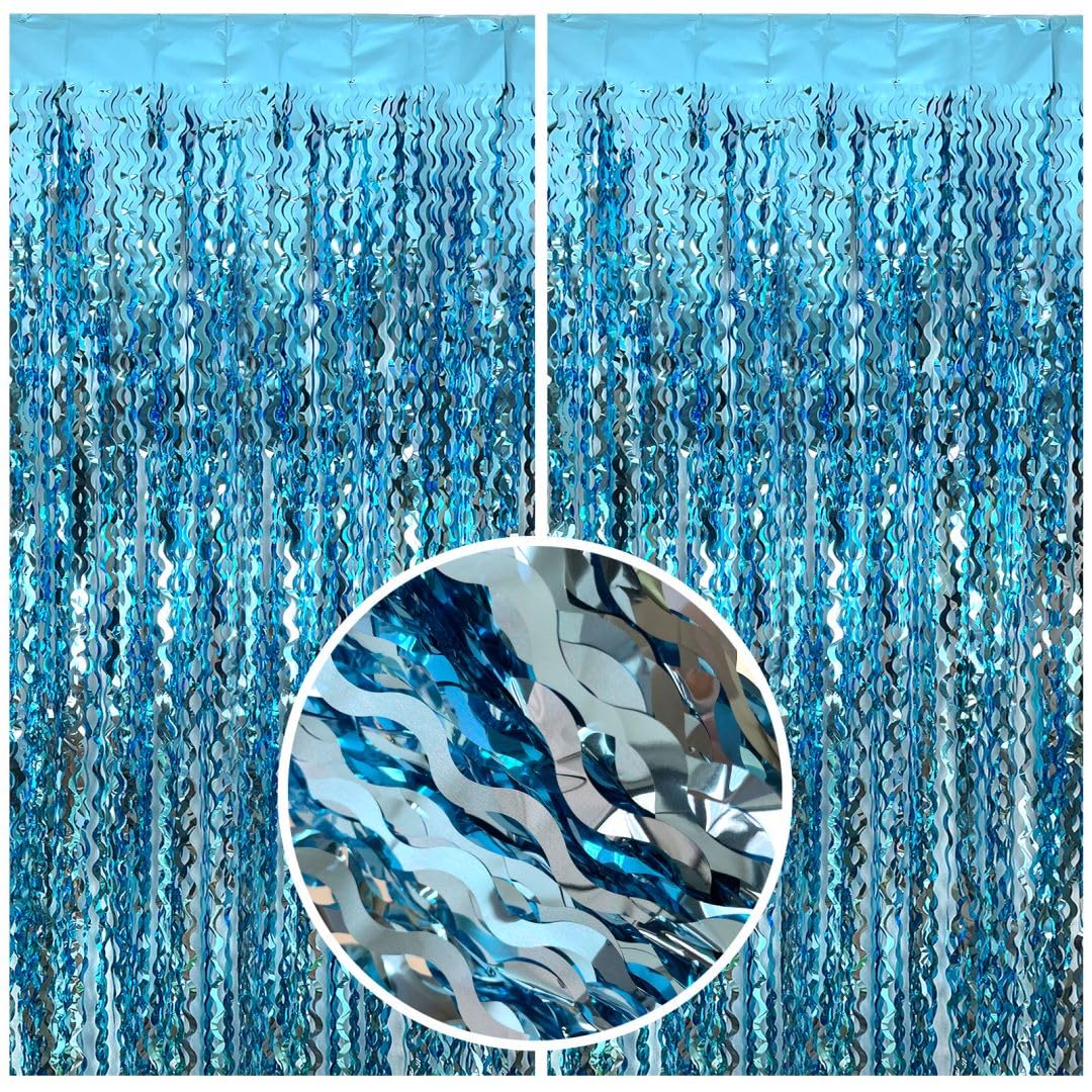 Blue Streamers Party Decorations, Blue Fringe Backdrop, Blue Birthday Decoration, Frozen Birthday Party Decorations, Ocean Party
