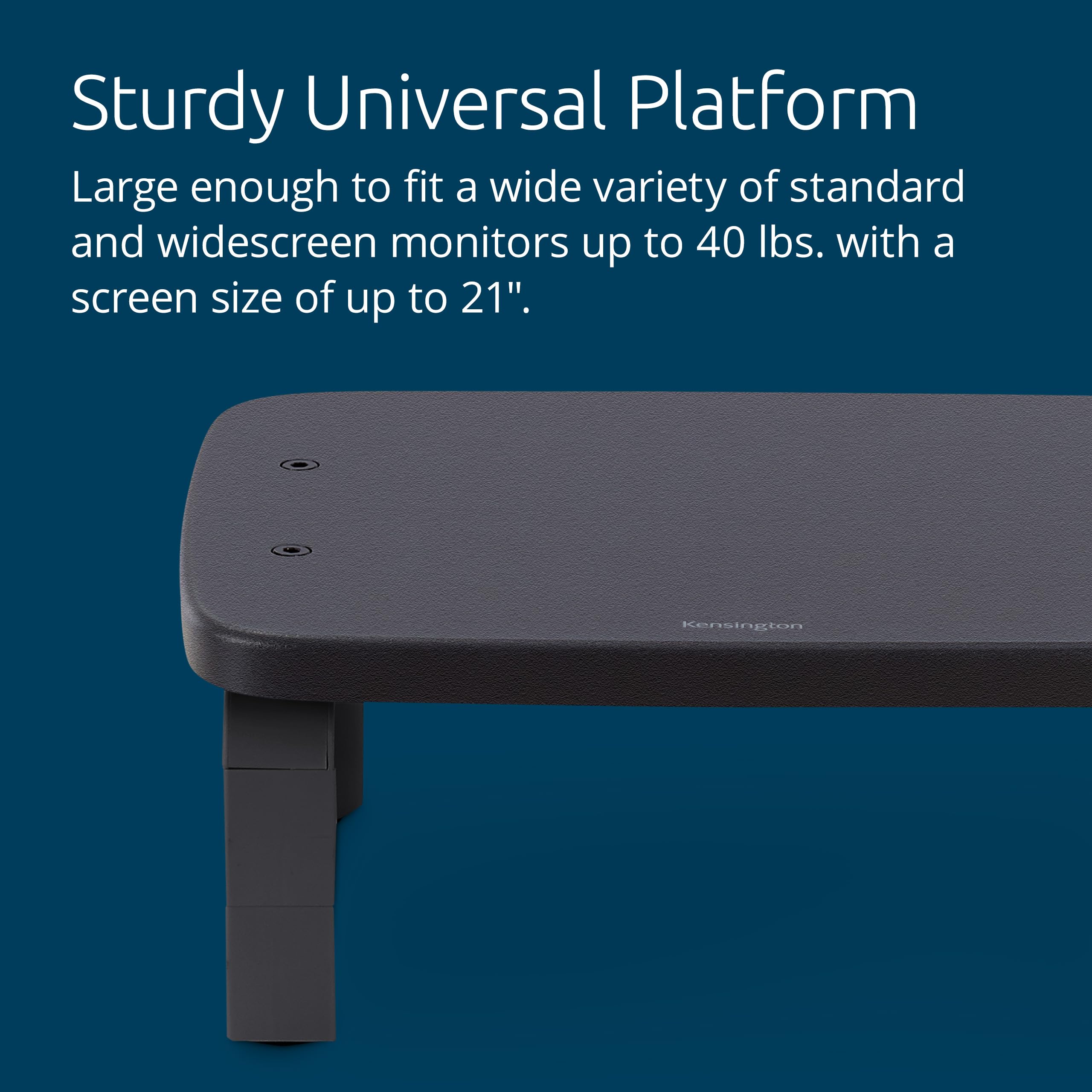 Kensington Smartfit Low Profile Monitor Stand For Up To 40Lbs Screens, Compact Desktop Stand Riser 3 Height Adjustable, Laptop S