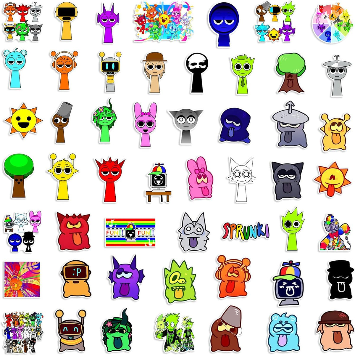 200 Pcs Sprunki Stickers For Kids, Waterproof Removable Stickers For Boys And Girls In Water Bottles Laptops Phones Guitar Suitc