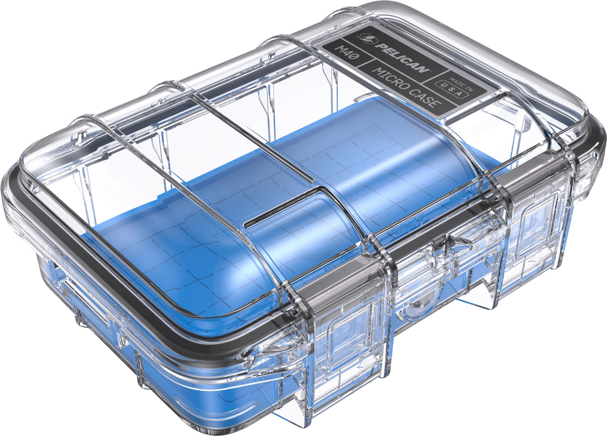 Pelican M40 Micro Case - Waterproof Case (Dry Box, Field Box) for iPhone, GoPro, Camera, and More (Blue/Clear)