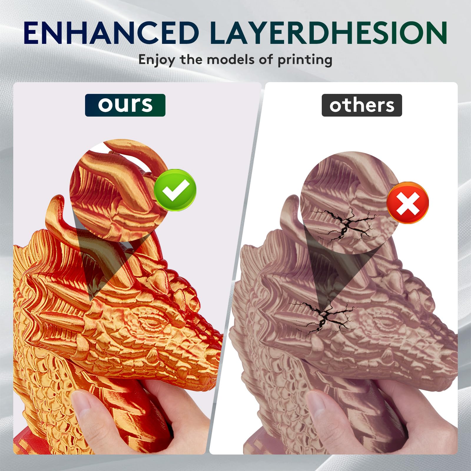 Eryone Silk Dual Color Filament Pla 3D Printer 1.75Mm +/  0.03Mm, Coextrusion Filament Pla Shiny Filament 1Kg(2.2Lbs), Red Gold