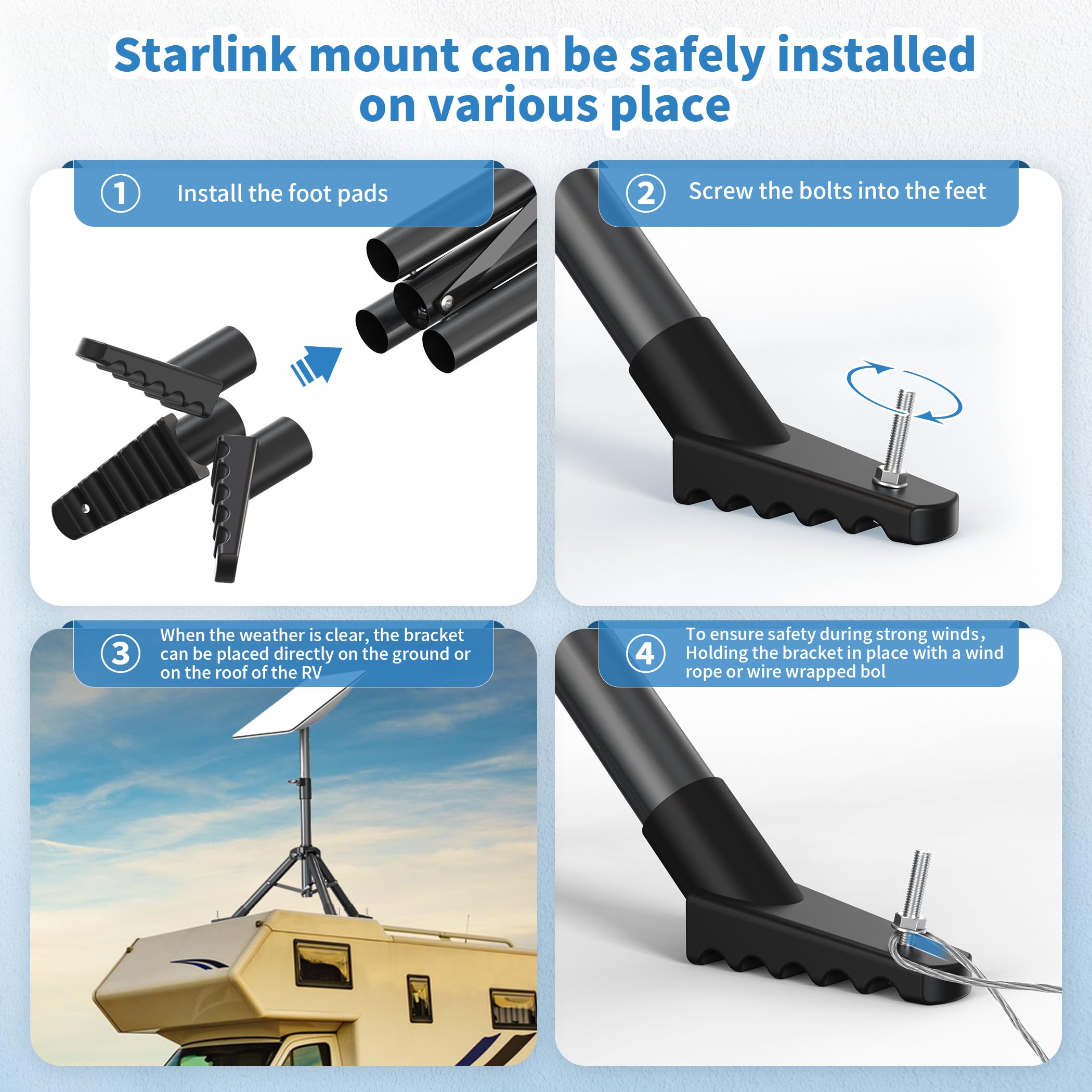 Starlink Tripod Mount For Starlink V2 / V1 Rectangular, Outdoor Portable Starlink Mounting Kit, Tripod Stand