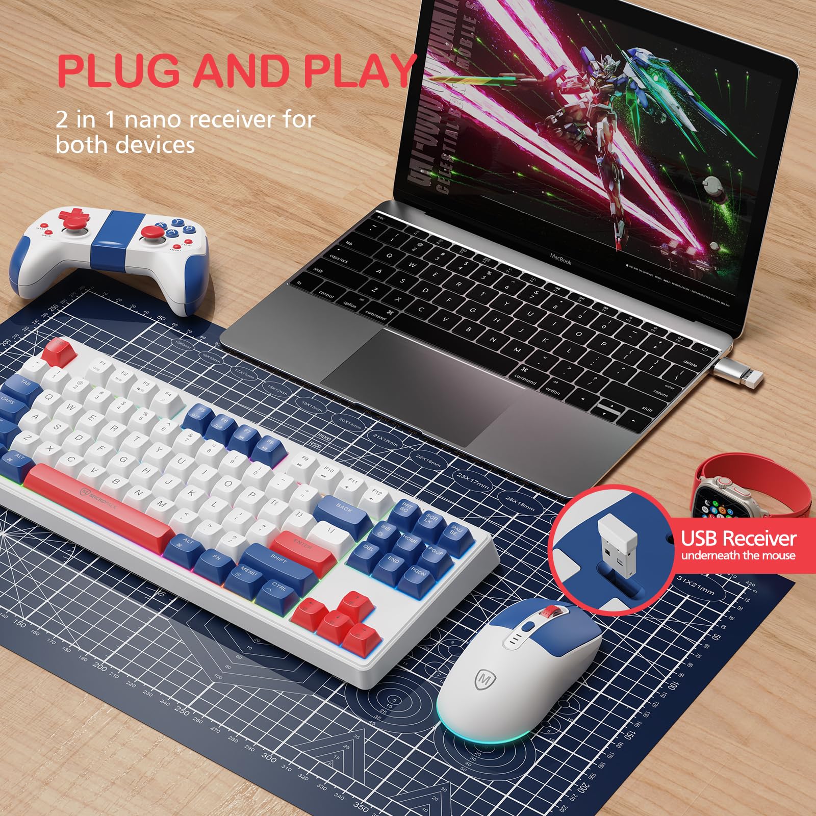 2.4G Wireless Keyboard And Mouse Combo, Rgb Backlit Keyboard Mouse Set For Windows, Android & Macos, Aesthetic Keyboard Mouse Wi