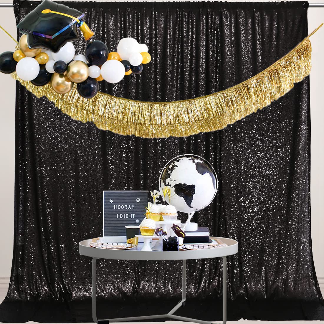 Partydelight Sequin Backdrop Black Photography 6Ft X 8Ft Christmas Backdrop