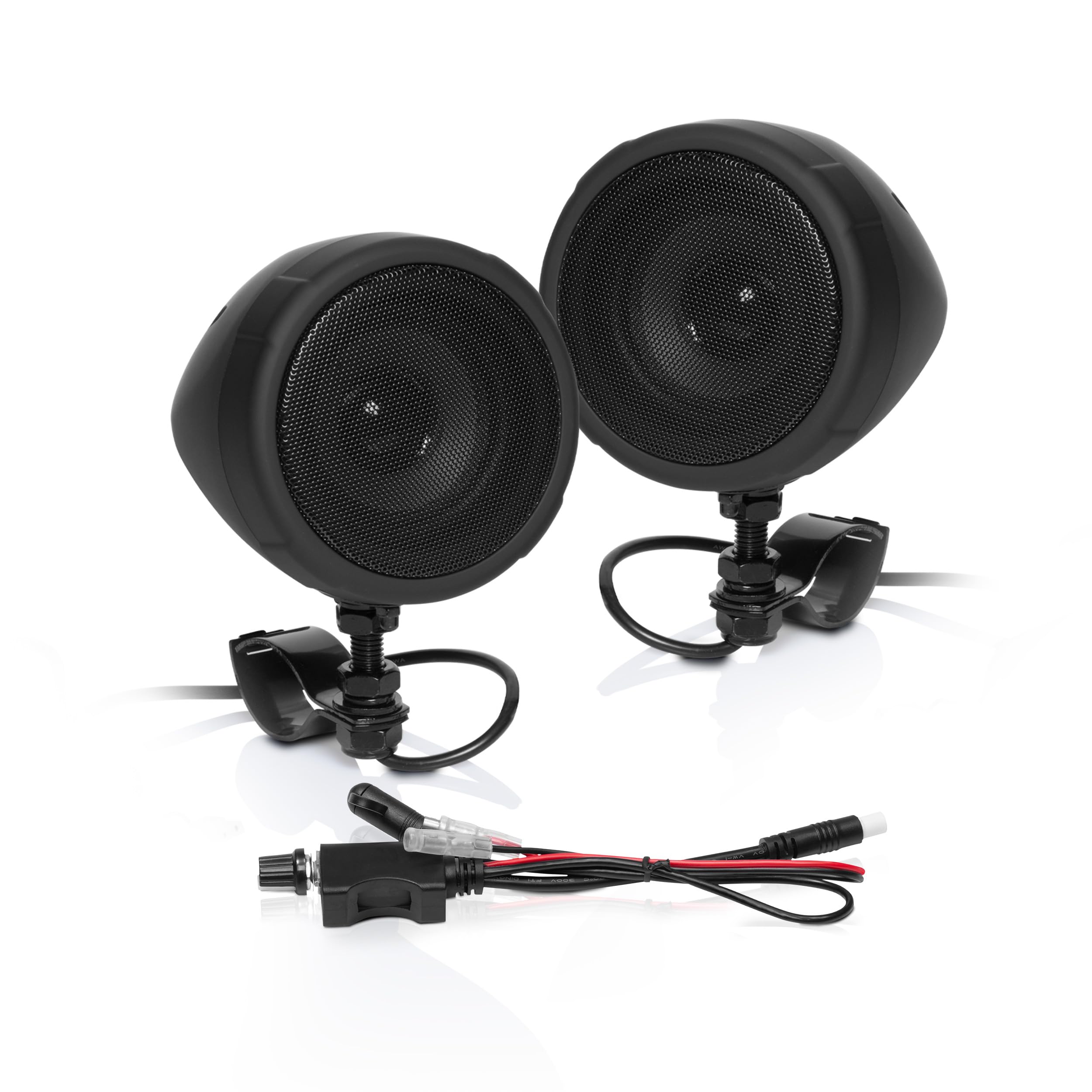 BOSS Audio Systems MCBK425BA 3 Inch Motorcycle Speakers - Built-in Bluetooth Amplifier, Weatherproof, Volume Control, ATV UTV Co