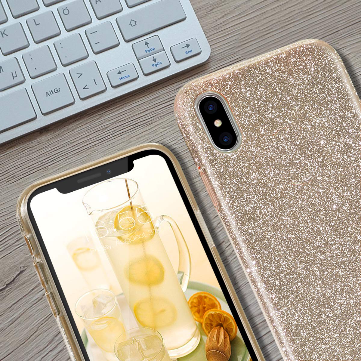 Mateprox Compatible With Iphone Xs Max Case Glitter Slim Shiny Sparkle Crystal Bling Cover Cute Girls Case (Gold)