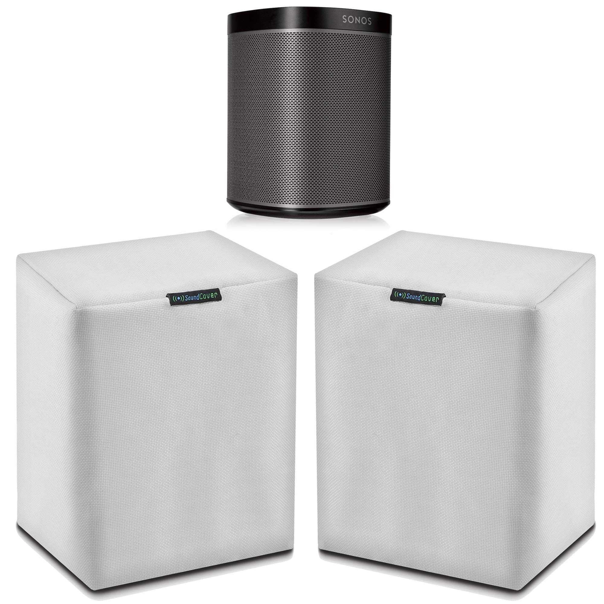Pair (2) White Heavy Duty Outdoor Sonos Speaker Covers   Dust, Water & Uv Protection For Your Sonos Play:1, Sonos One & Sonos On