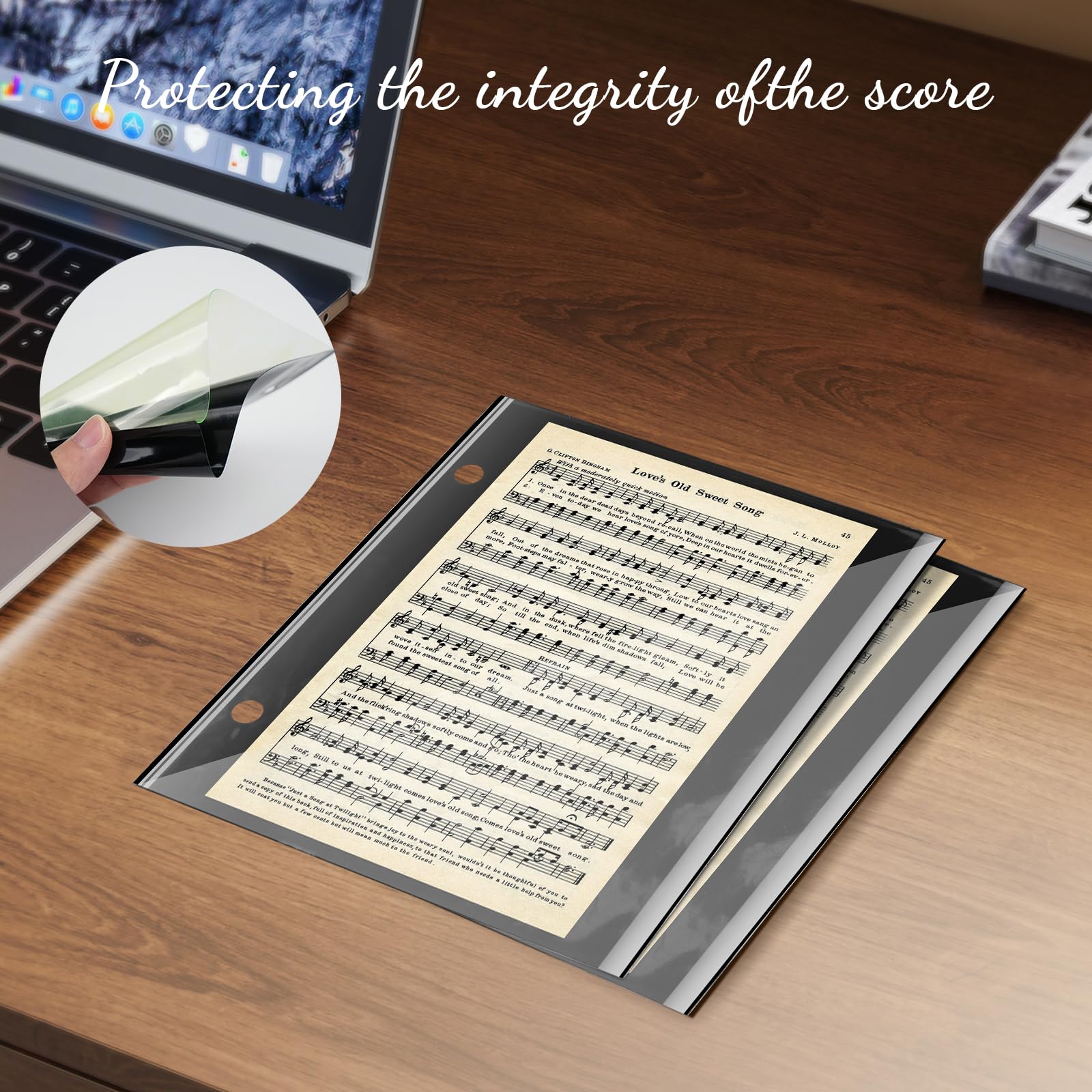 12 Pieces Black Flip Folio Marching Band Music Files Holder Flip Folder Pages Sheet 7.3 X 6.3 Inches Pvc Waterproof Window Pages