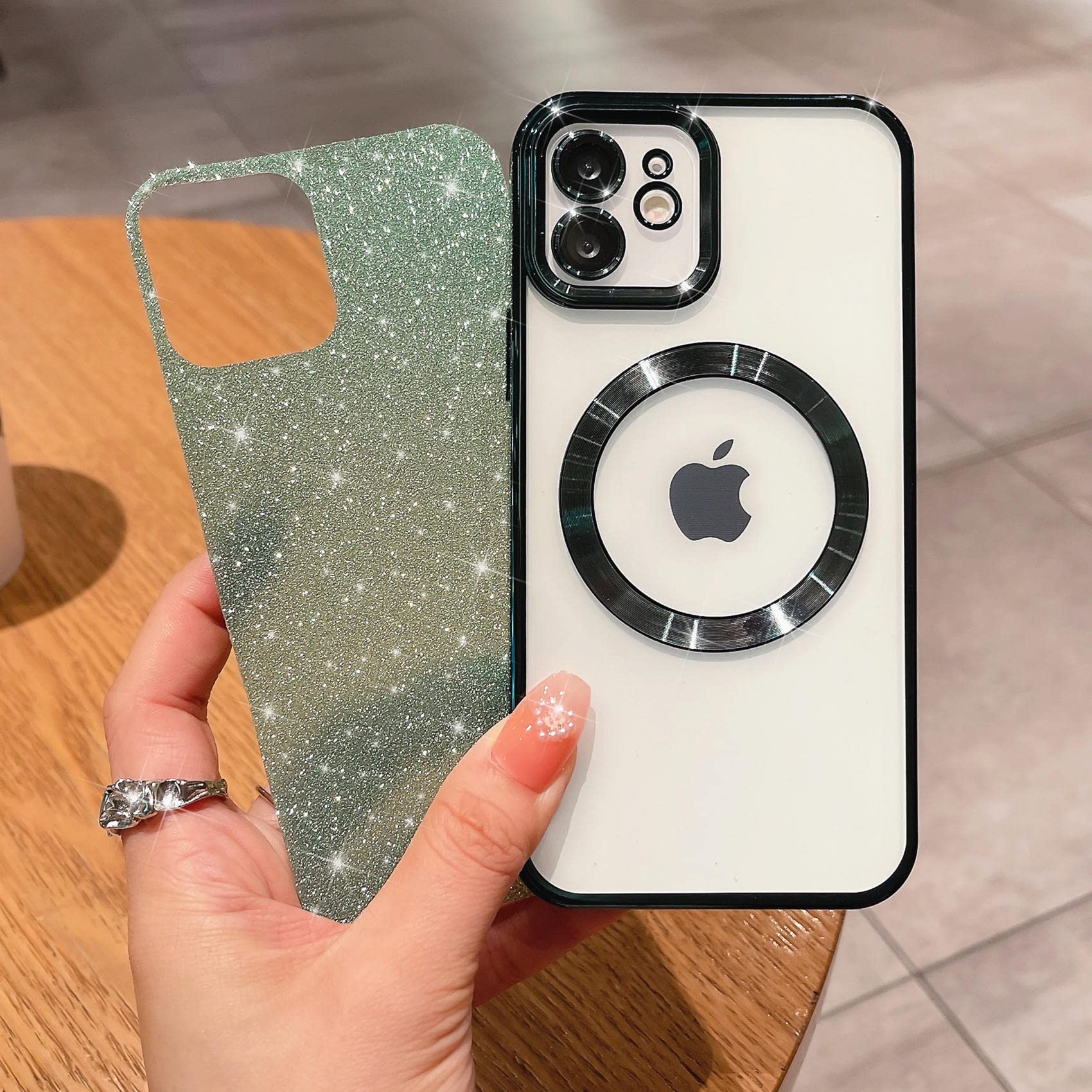 Mgqiling Compatible With Iphone 11 Magnetic Glitter Case, Luxury Plating Cute Bling Clear Phone Case, Compatible With Magsafe Fo