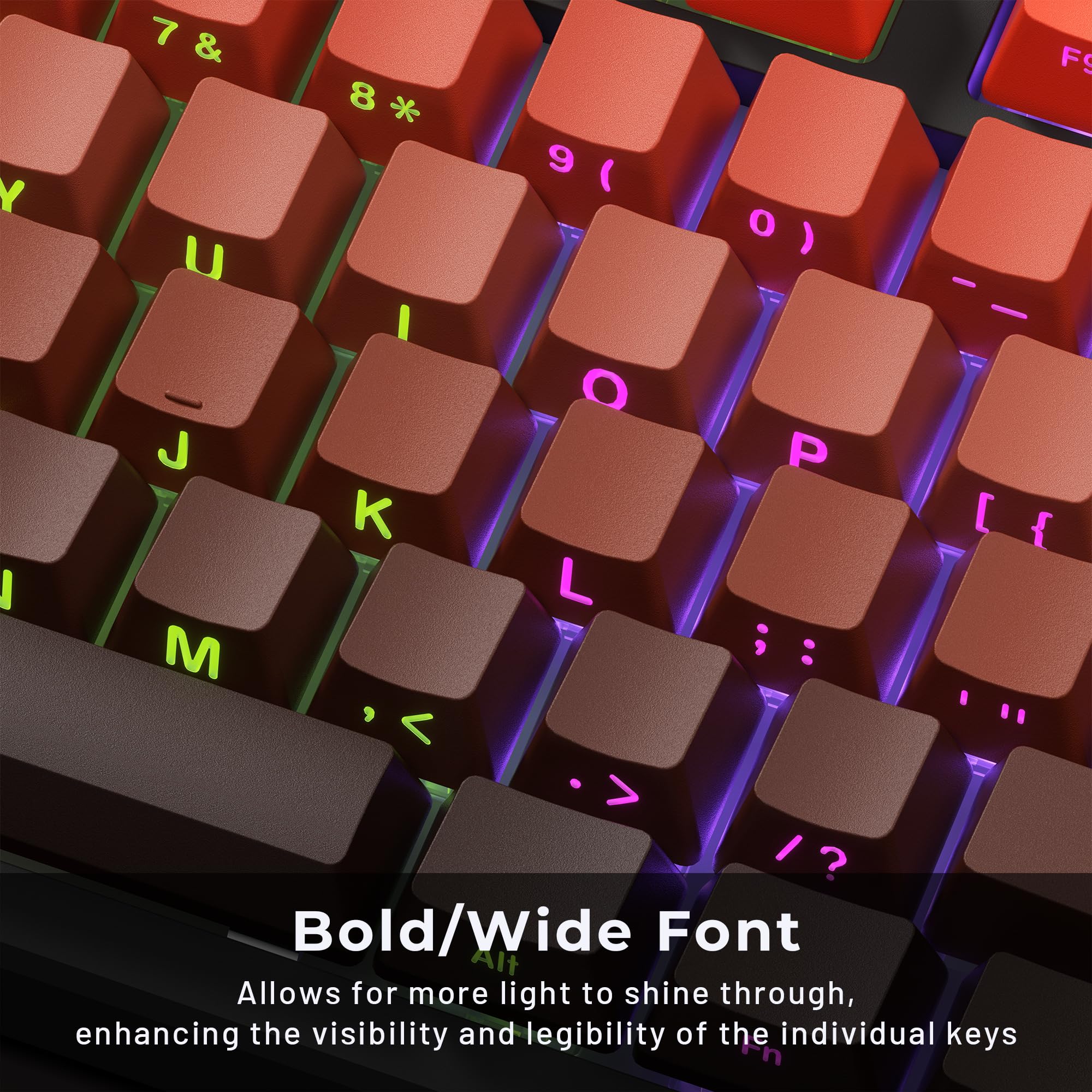 Xvx Side Print Keycaps   Shine Through Keycaps, Pbt Double Shot Custom Keycap Set, 136 Keys Gradient Red Keycaps, Oem Profile Ke