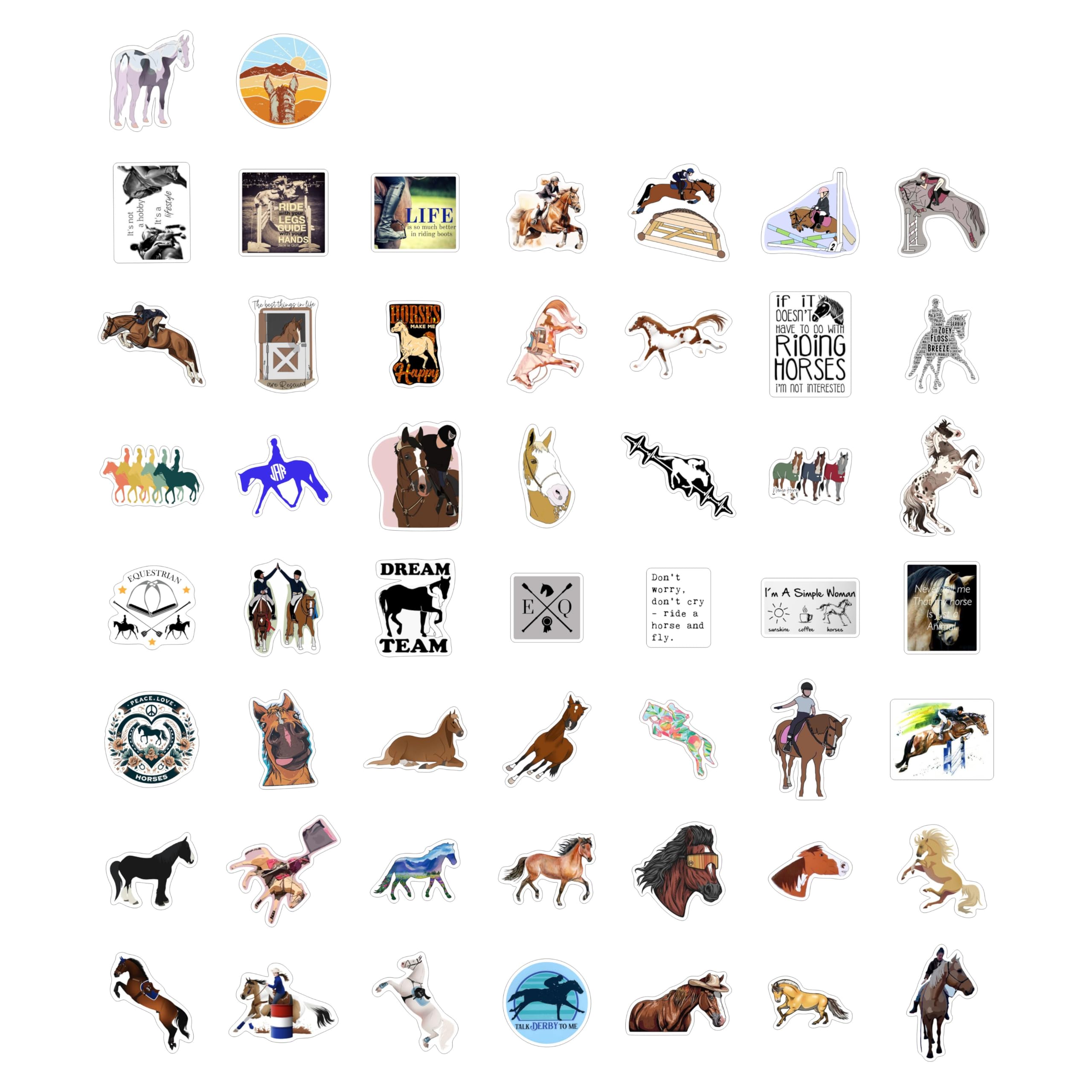 Bulbacraft Equestrian Stickers For Water Bottle And Laptop - Horse Lover Party Favors, Decorations & Gifts, Waterproof Vinyl Dec