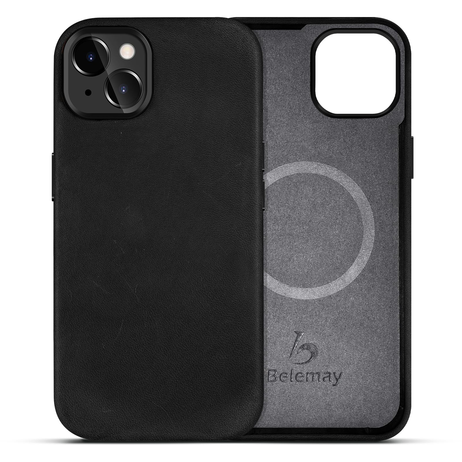 Belemay Compatible With Iphone 14 Plus Leather Case With Magsafe, Vintage Premium Crazy Horse Leather, Rich Patina, Comfortable 