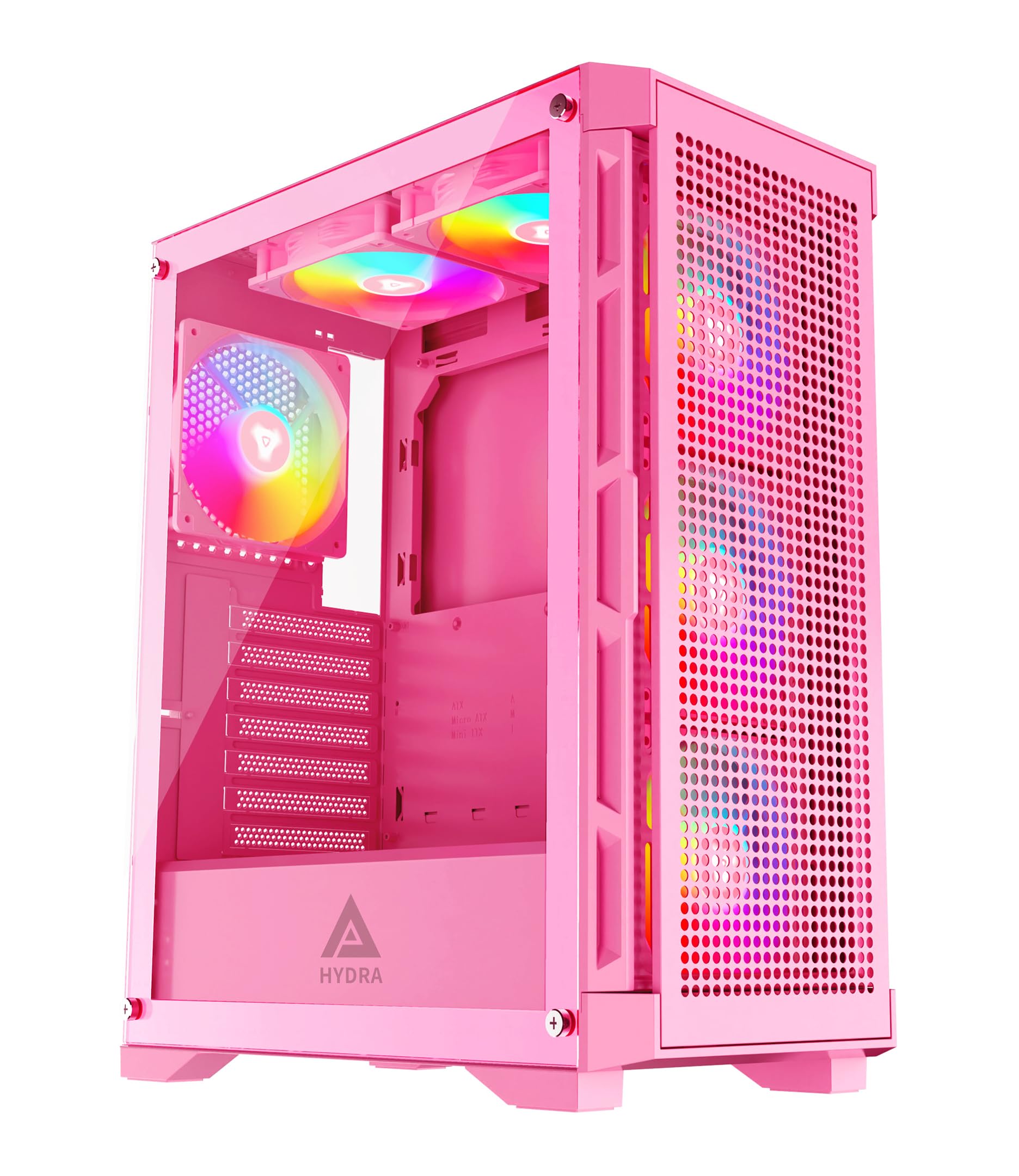 Apevia Hydra-PK Hydra Mid Tower Gaming PC Case w/ 6X 120mm ARGB Fans, 366 RGB Light Modes, High Performance Breathable Airflow M