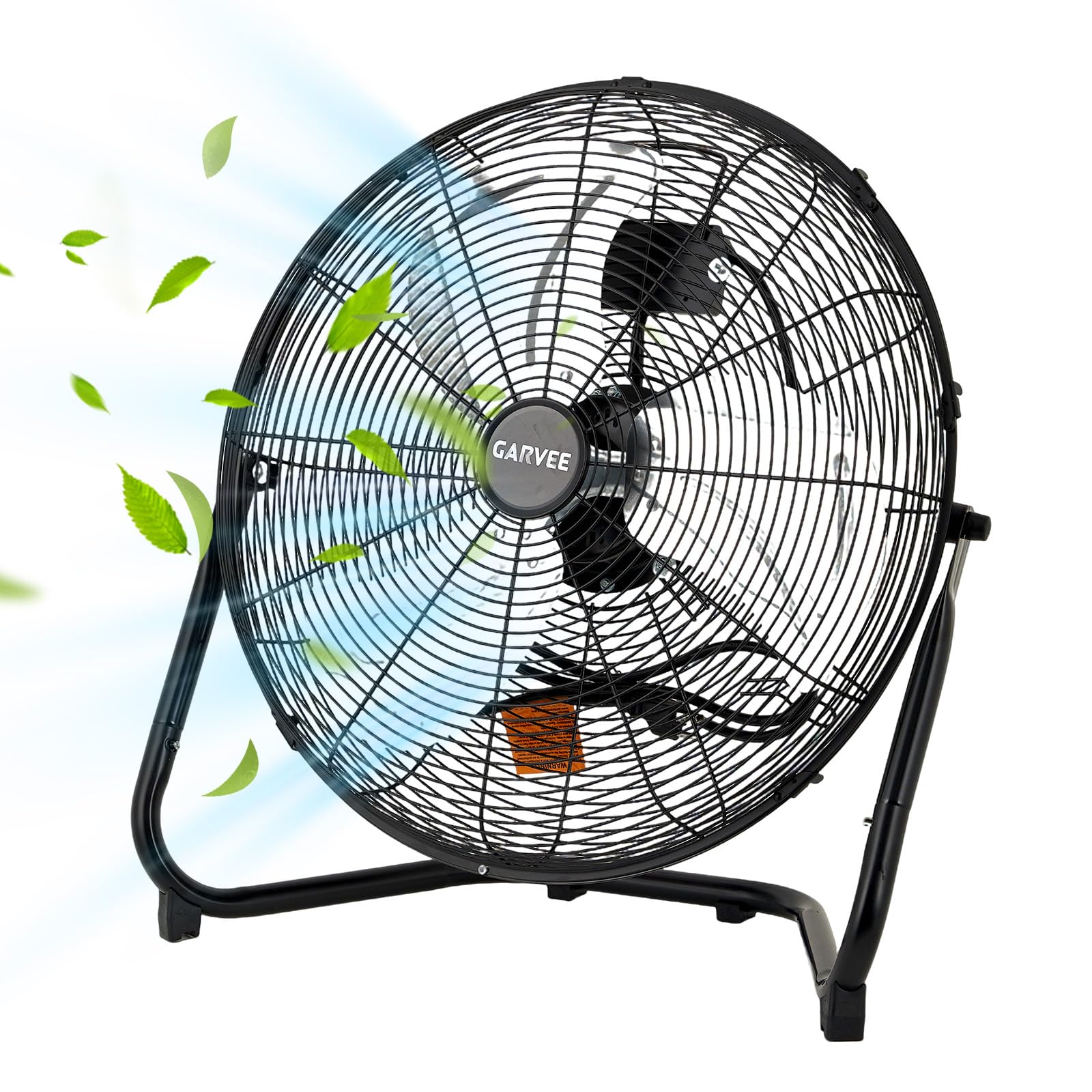 Garvee 12 Inch Floor Fan, 3 Speeds 2000 CFM High Velocity Heavy Duty Industrial Fan, 360 Adjustable Tilt & Carry Handle, 24.6 ft