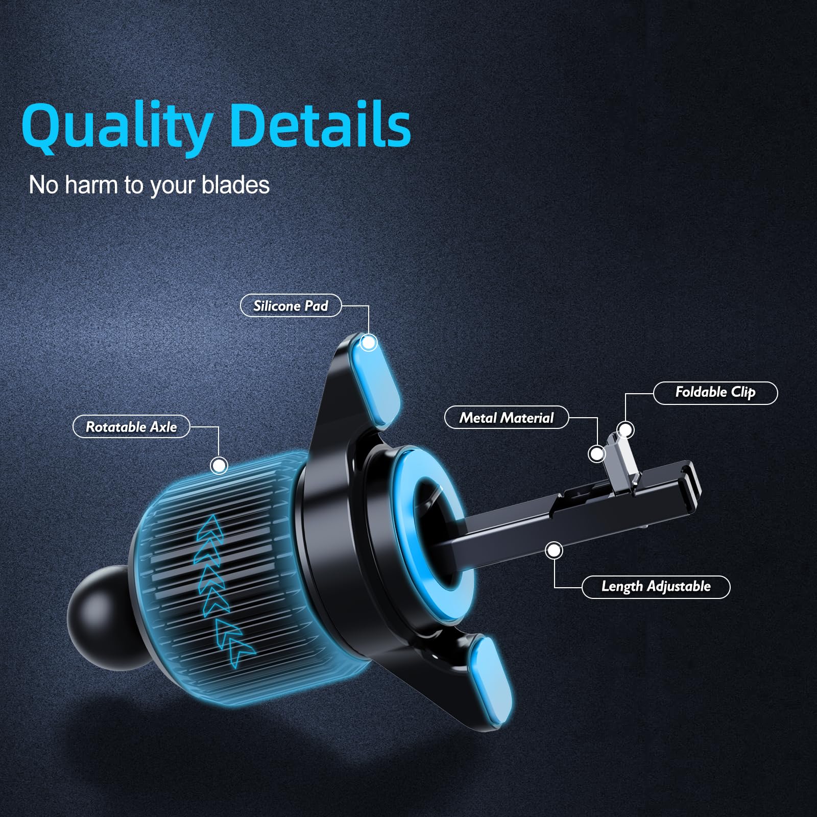 Xuenair Car Vent Clip, [Foldable Hook] Universal Car Phone Clip Holder, Aluminum Vent Clip Cell Phone Holder For Car, Phone Moun