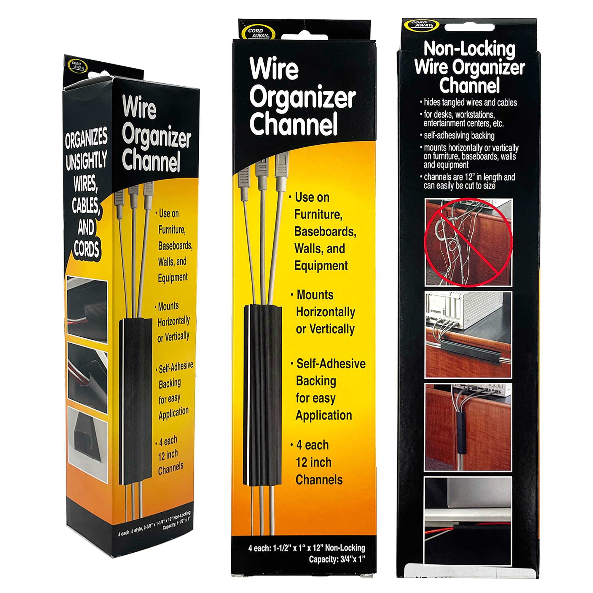 Electriduct Large J Channel Cable Raceway Self Adhesive Desk Cord Organizer And Wire Manager For Computer, Gaming And Entertainm