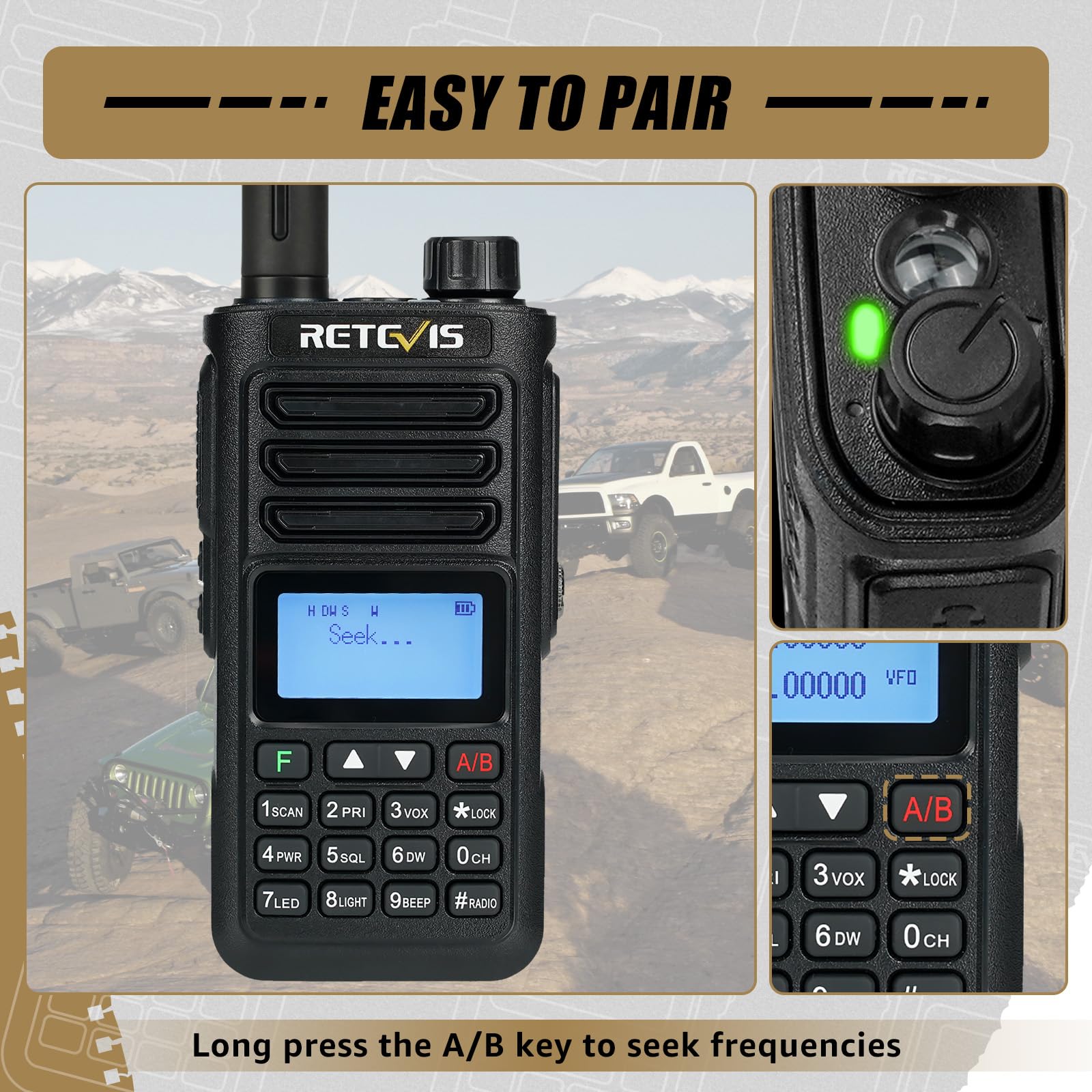 Retevis Ra89 Ham Radio Long Range, 10W Dual Band Radio With Speaker Mic, Chirp Compatible, Ip68 Waterproof, Dual Band Ham Radio Handheld With 2500Mah Usb C Rechargeable Battery