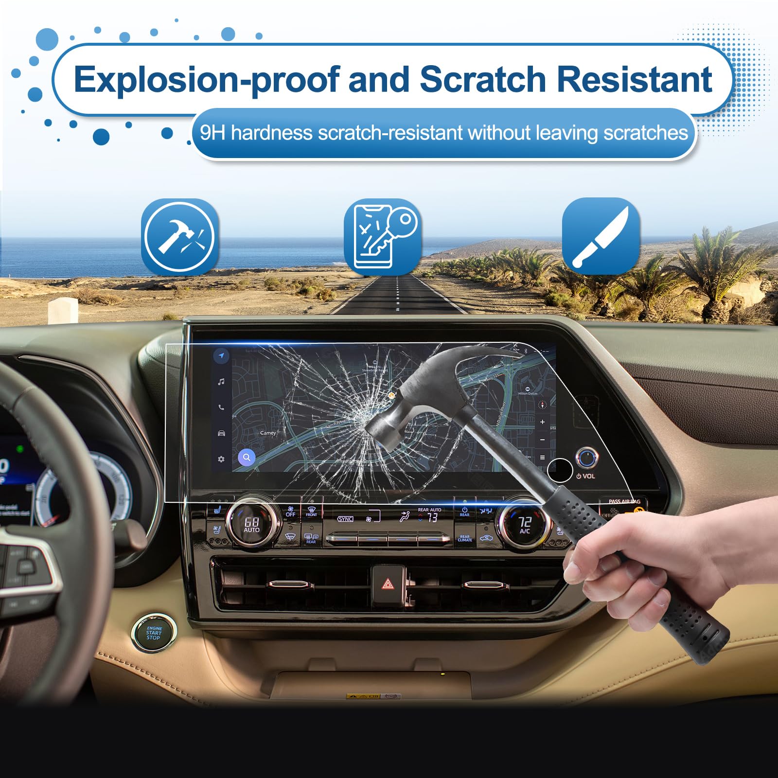 Coleya 2023 2024 Highlander Screen Protector For Toyota Highlander (Xle/Xse/Limited/Platinum/Hybrid Bronze Edition) 12.3 In Touc