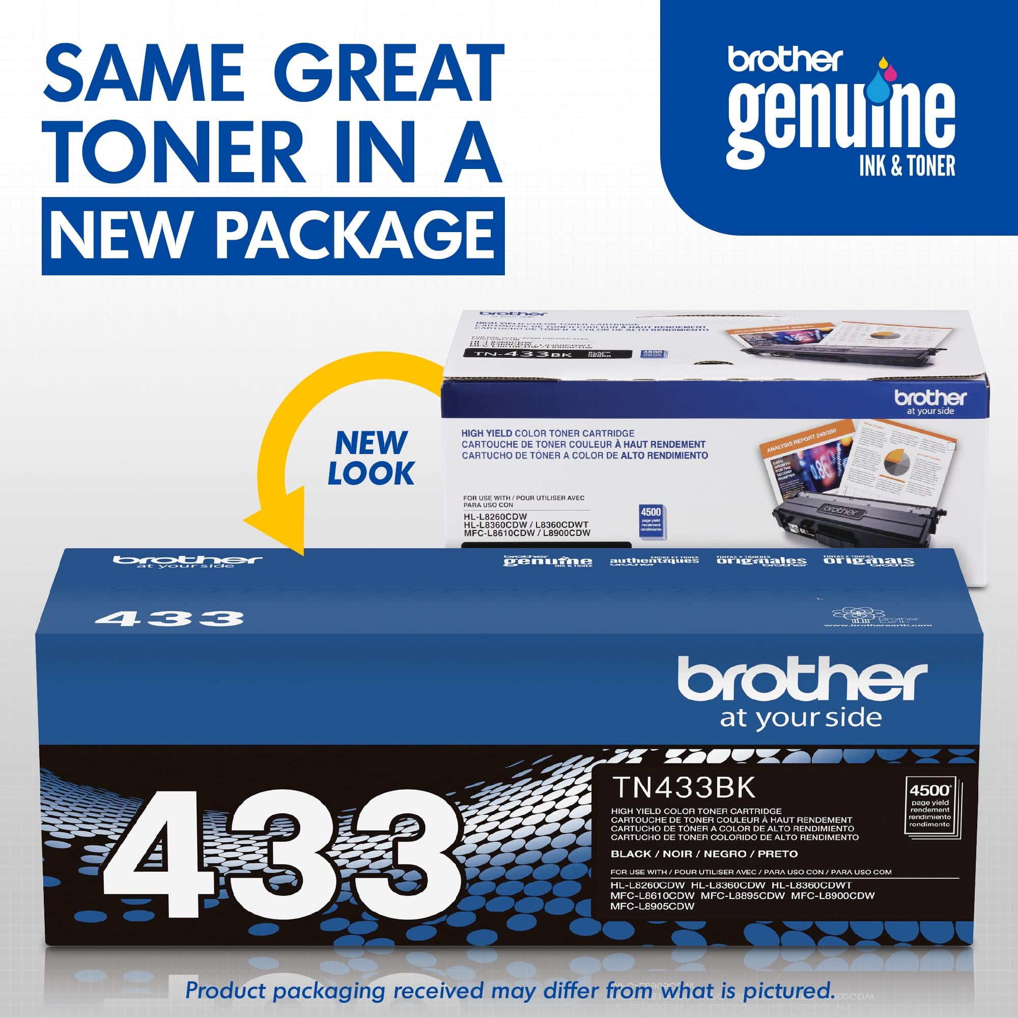 Brother Genuine Tn433Bk High Yield Toner Retail Packaging, Black, 1 Size