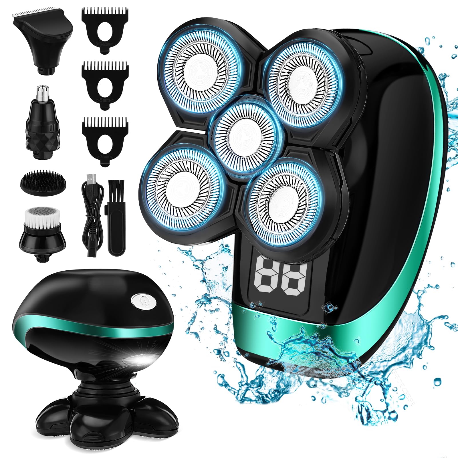 Head Shavers For Bald Men, 5D Electric Razor Dolodomy 5 In 1 Waterproof Display Mens Shaver For Wet Dry Electric Skull Shavers W
