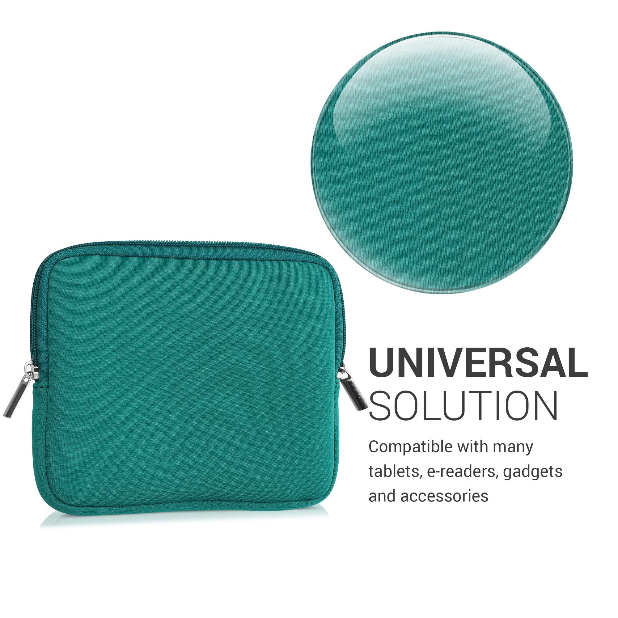 Kwmobile Neoprene E Reader Pouch Size 6,8 7'' Ereader   Universal Ebook Sleeve Case With Zipper   Petrol