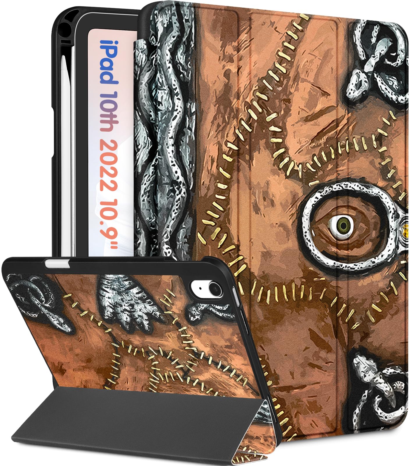 Wazzasoft For Apple Ipad 10Th Generation Case 10.9 Inch Cute Women Girls Kids Folio Cover Teen Scary Design Unique Cool With Pen