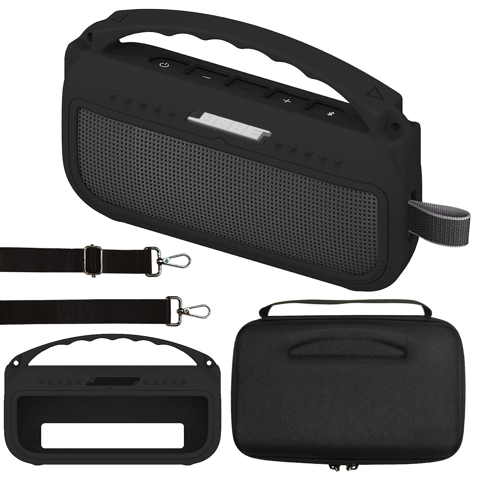 Jchpine Silicone Cover And Hard Travel Case For Bose Soundlink Flex Bluetooth Portable Speaker, Protective Holder For Bose Sound